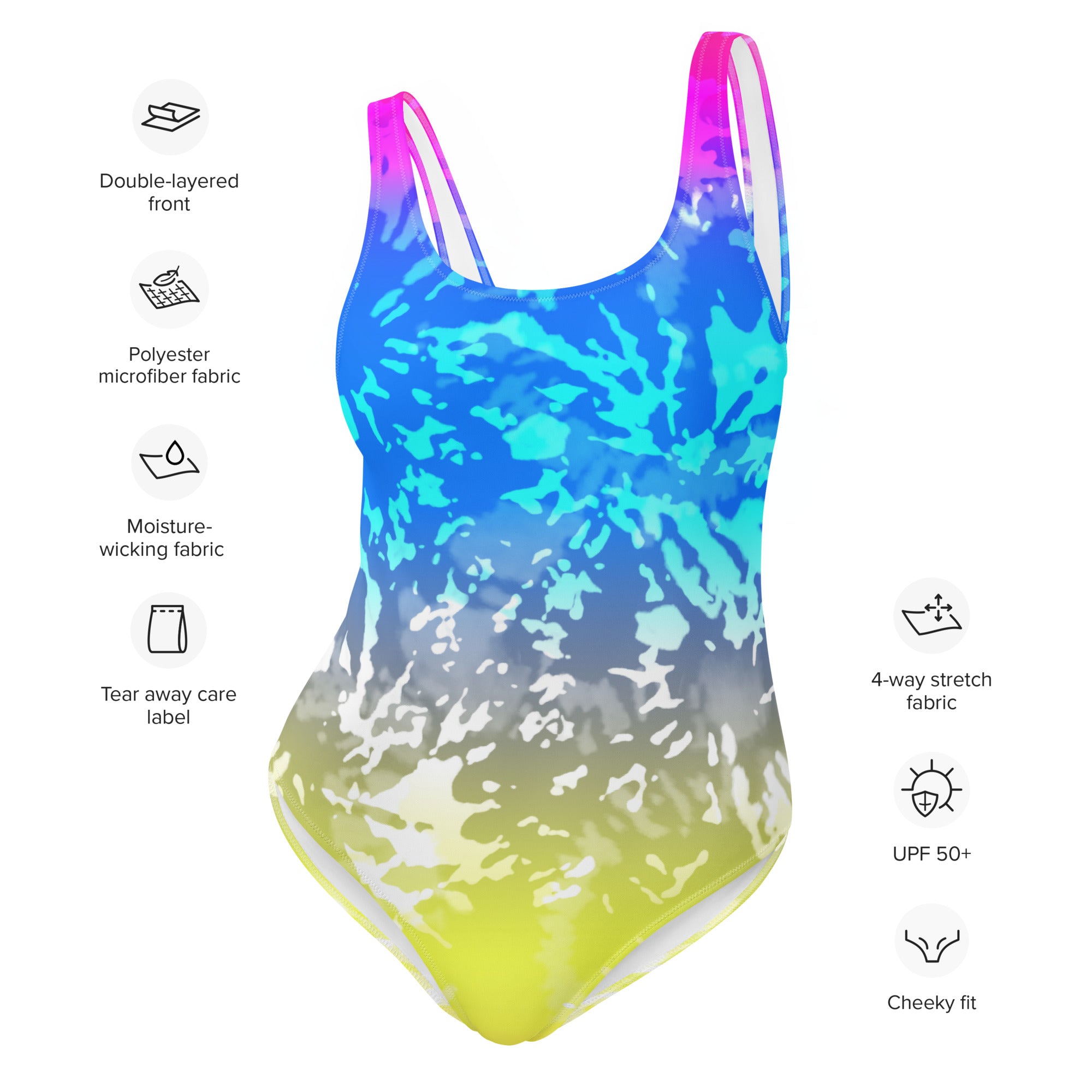 One Piece Swimsuit Tie Dye multicolour splashes
