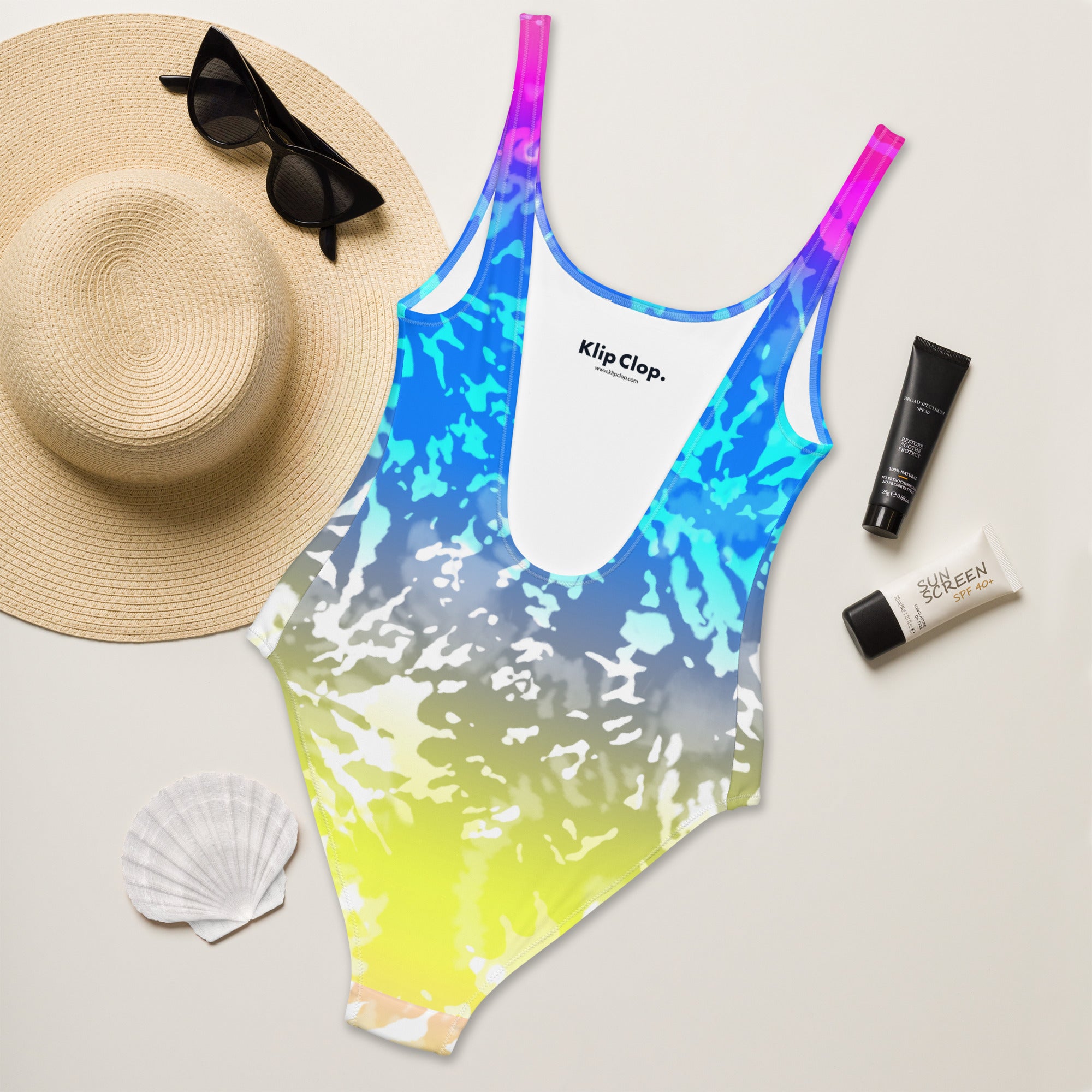 One Piece Swimsuit Tie Dye multicolour splashes