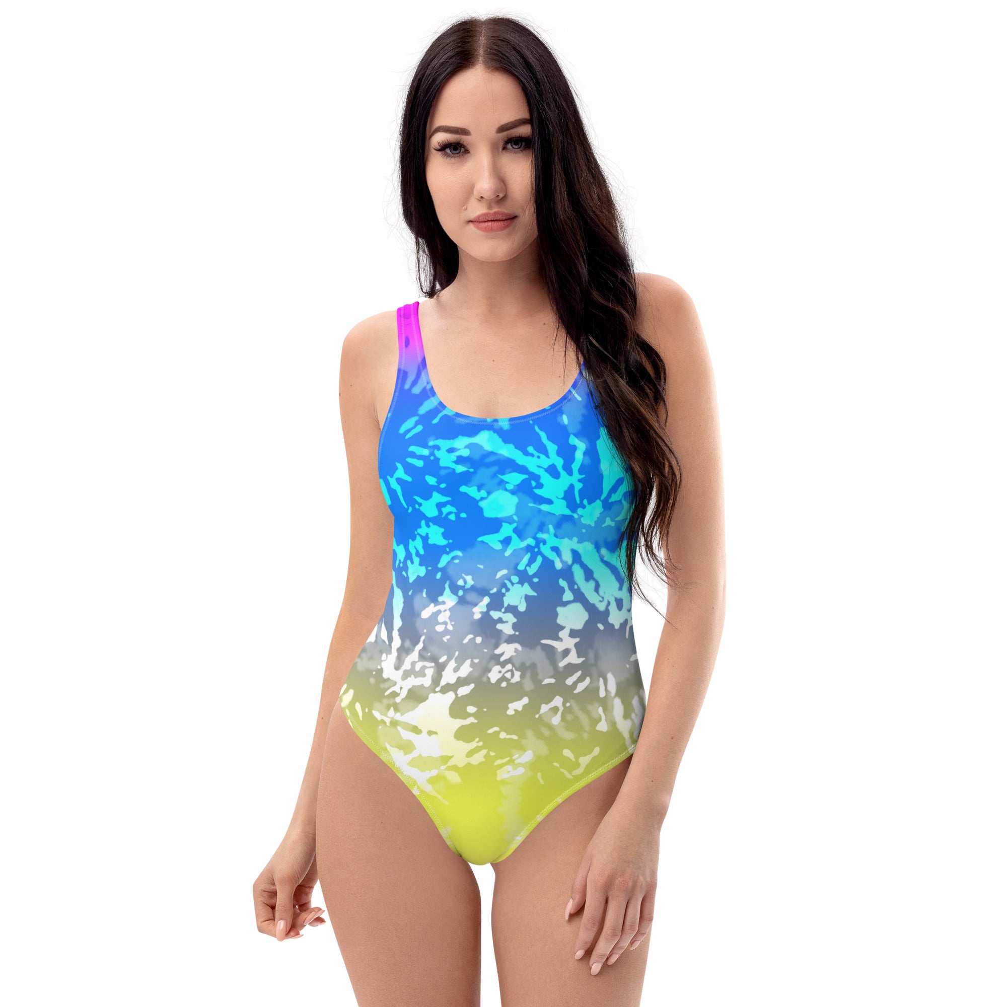 One Piece Swimsuit Tie Dye multicolour splashes