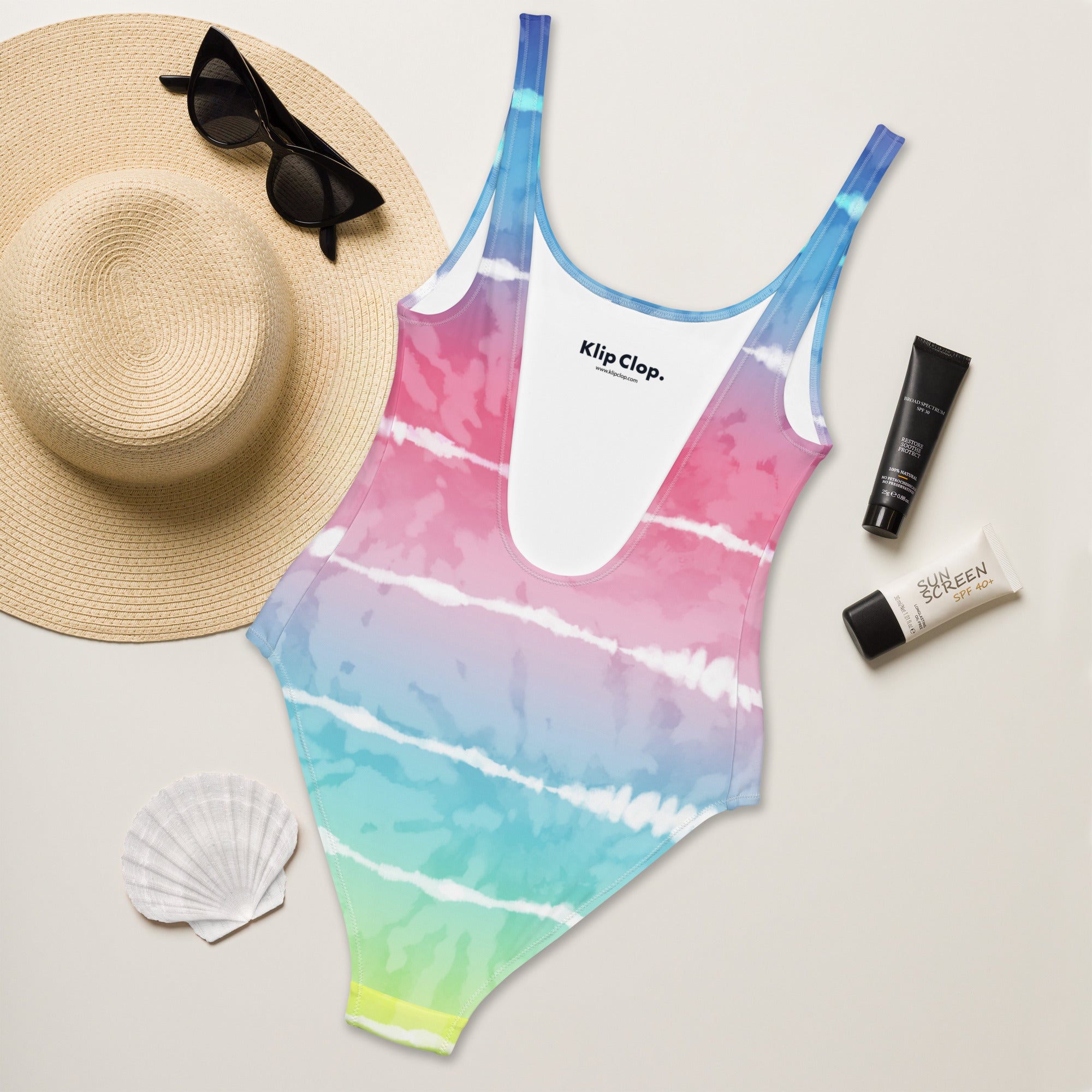 One Piece Swimsuit Tie Dye Stripes