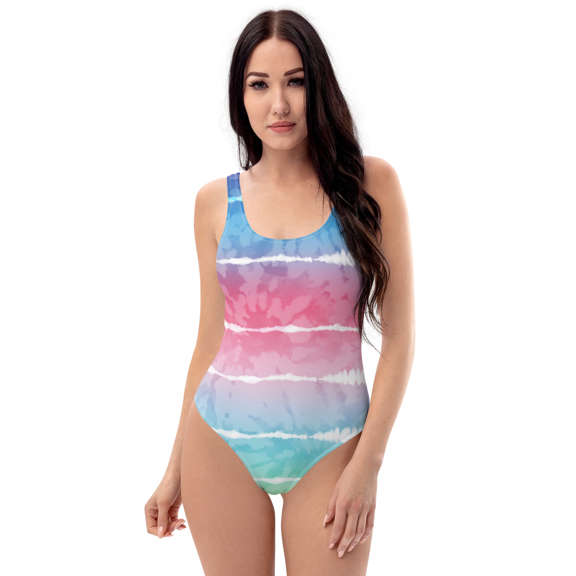 One Piece Swimsuit Tie Dye Stripes
