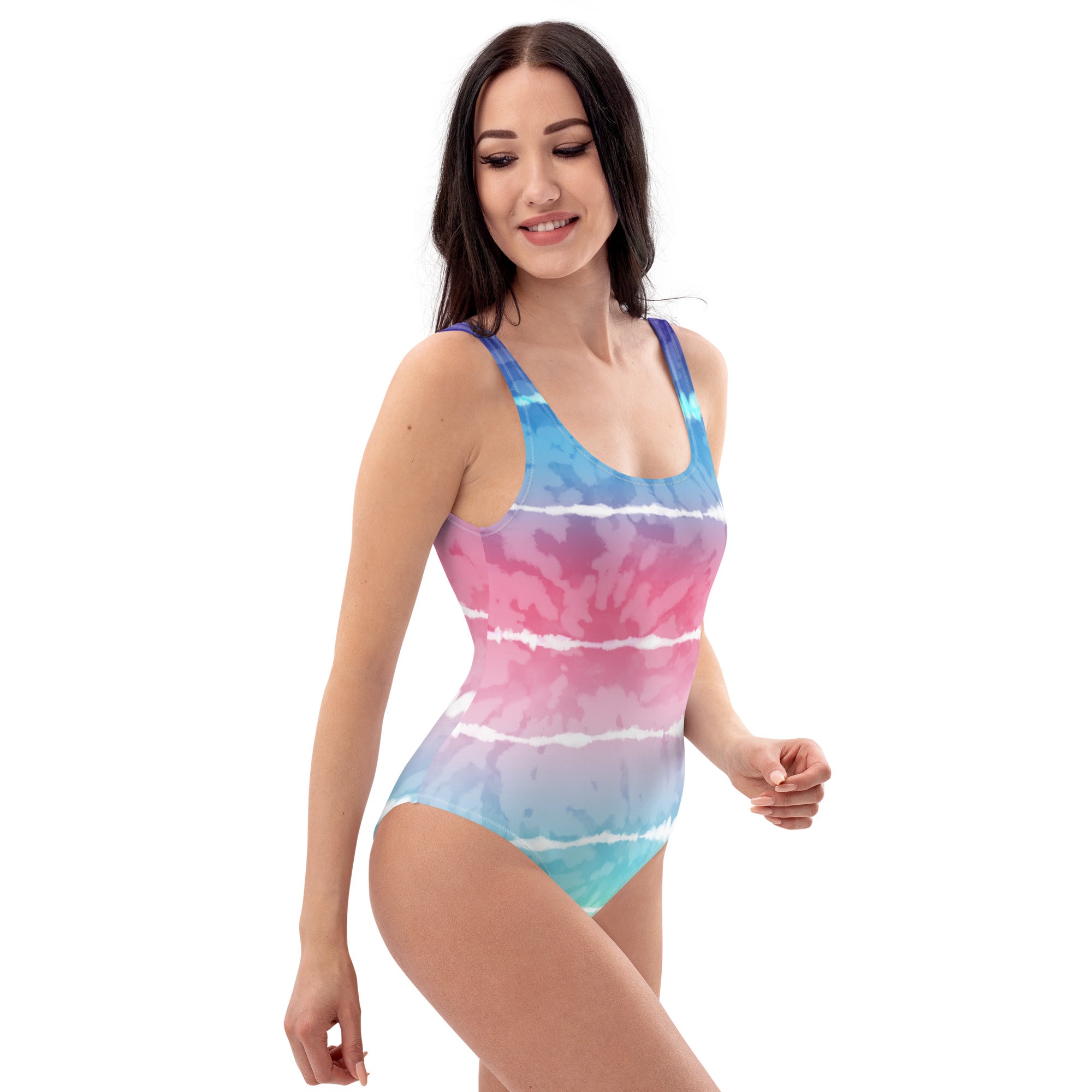 One Piece Swimsuit Tie Dye Stripes