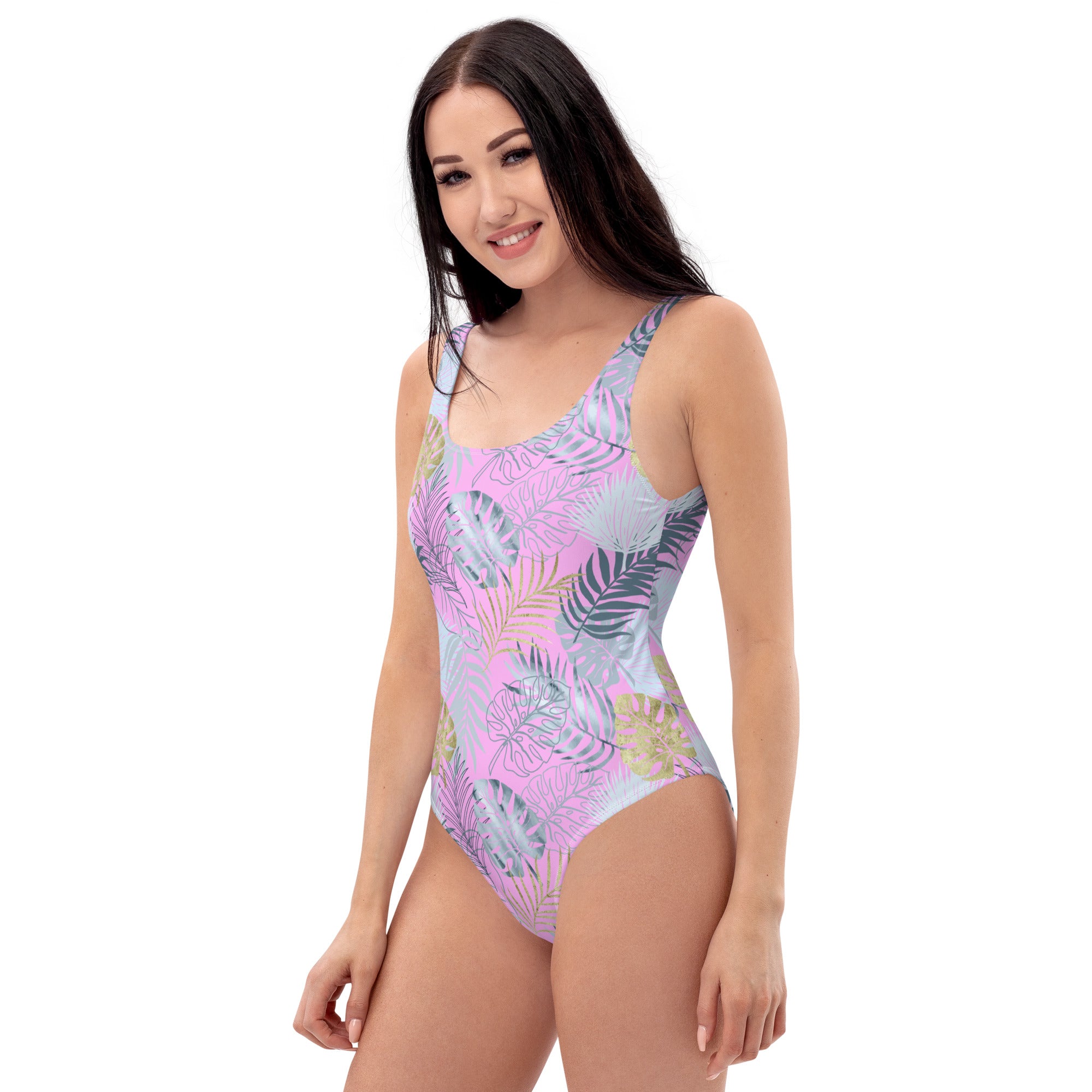 One Piece Swimsuit Tropical Pink