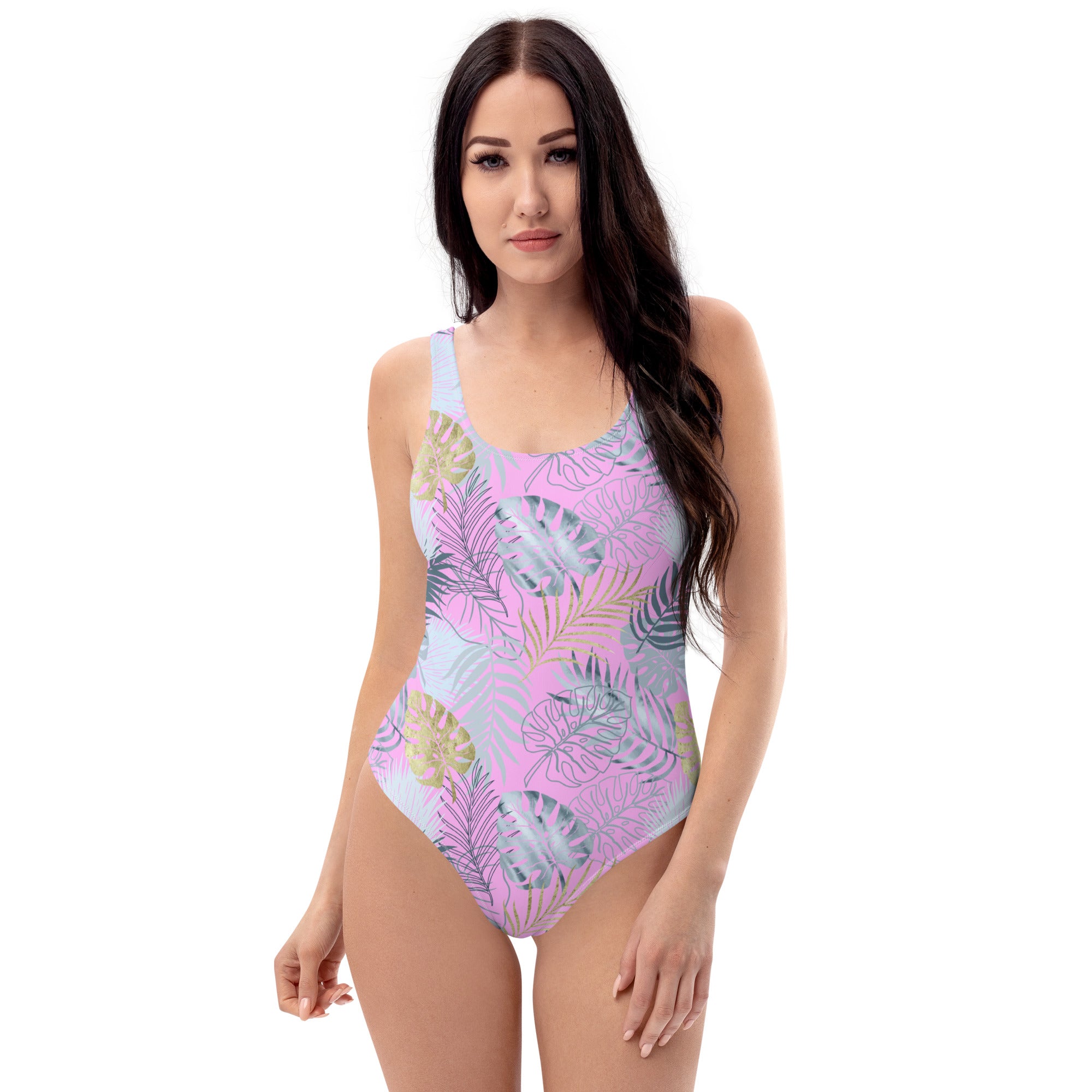 One Piece Swimsuit Tropical Pink