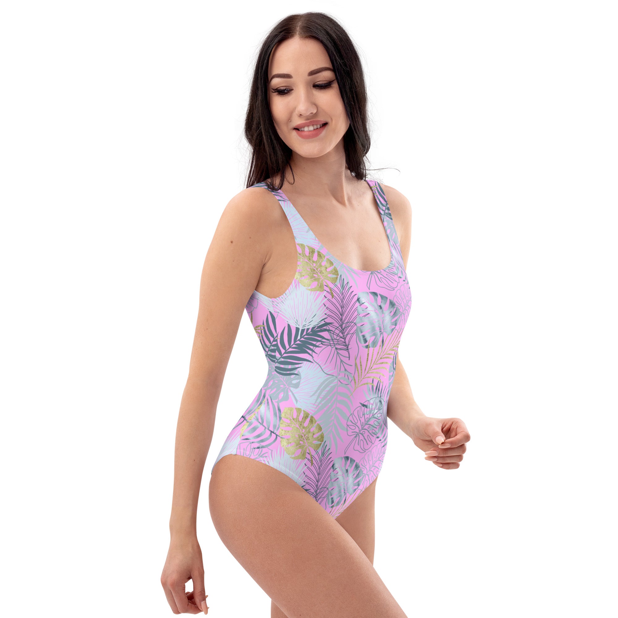 One Piece Swimsuit Tropical Pink