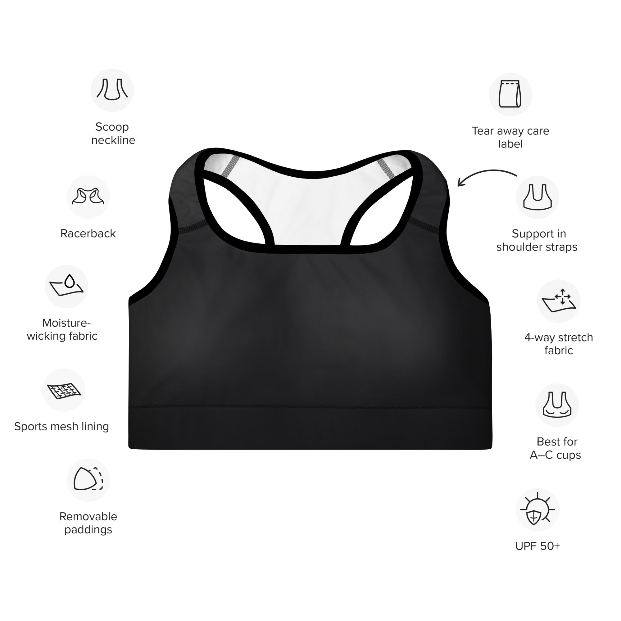 Padded Sports Bra Black