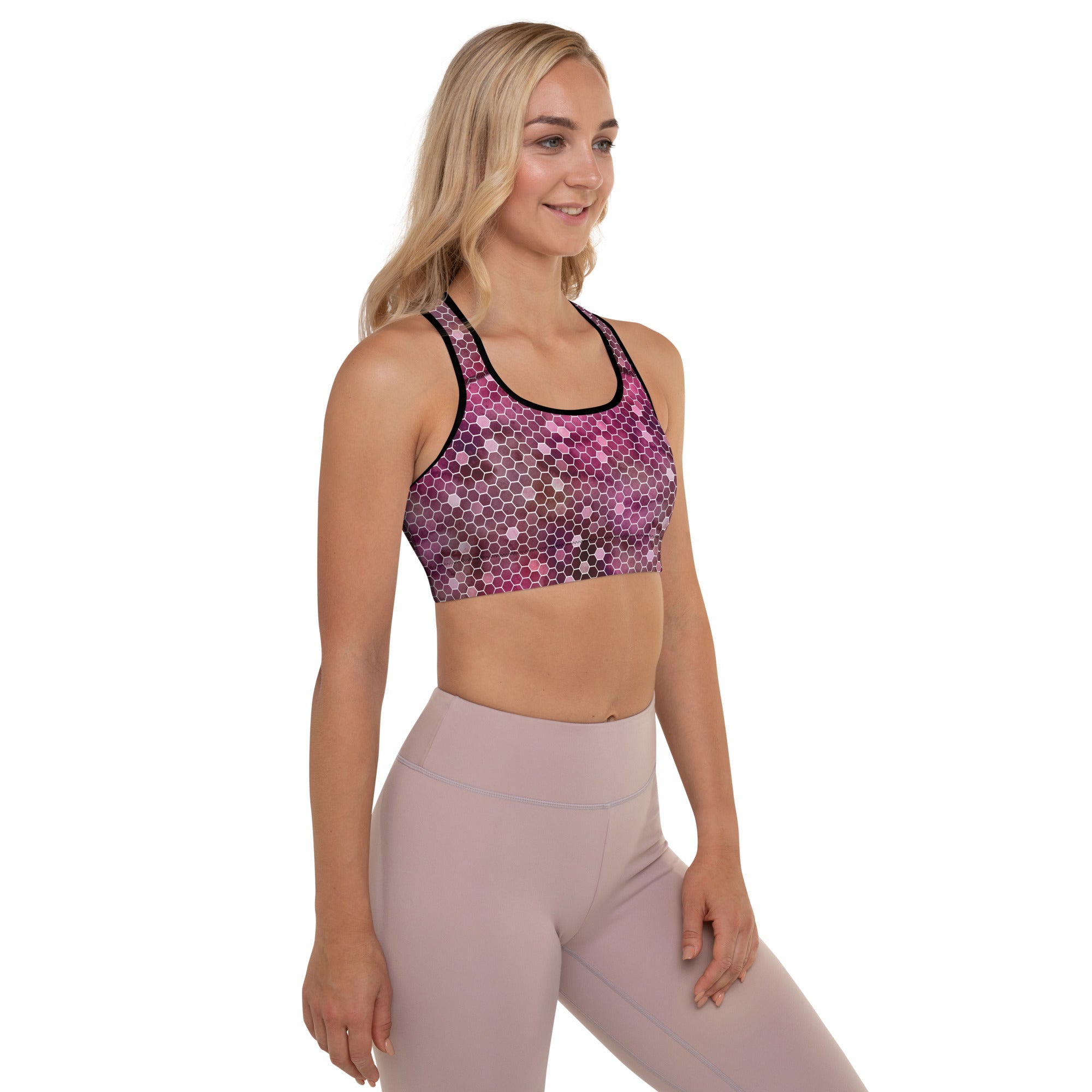 Padded Sports Bra Honeycomb Red