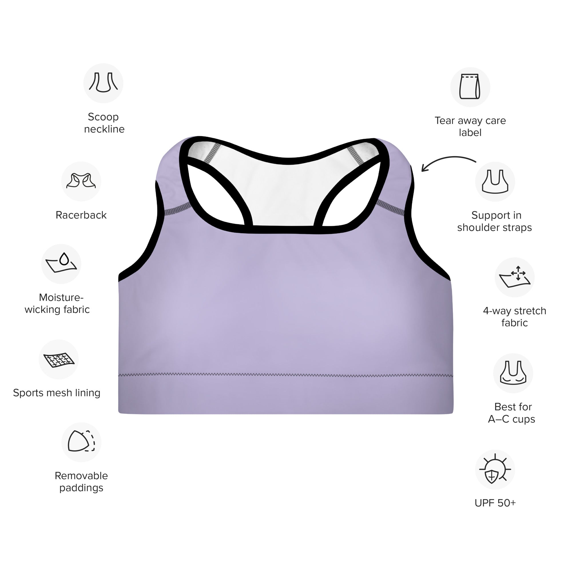 Padded Sports Bra Lavender