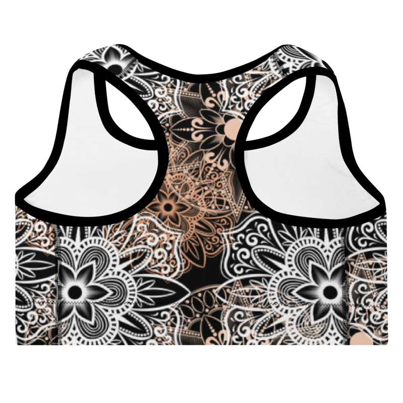 Padded Sports Bra Mandala Brown and Black