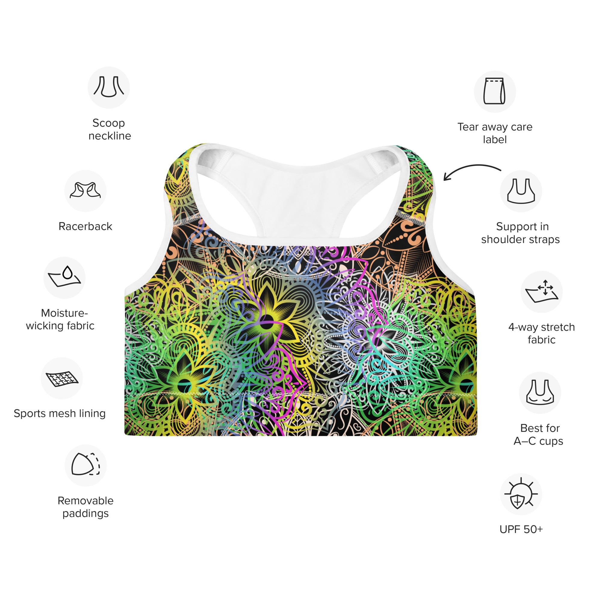 Padded Sports Bra Mandala Multicolor