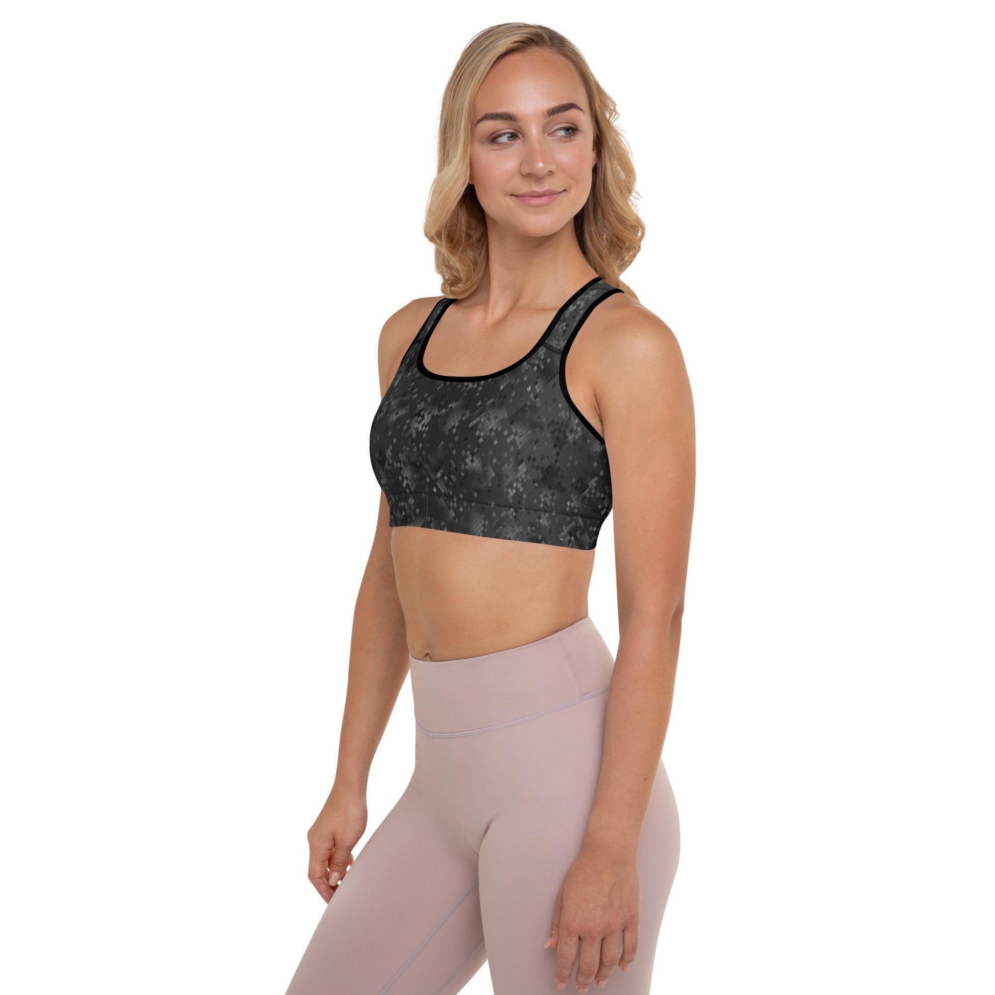 Padded Sports Bra Snake Print Black