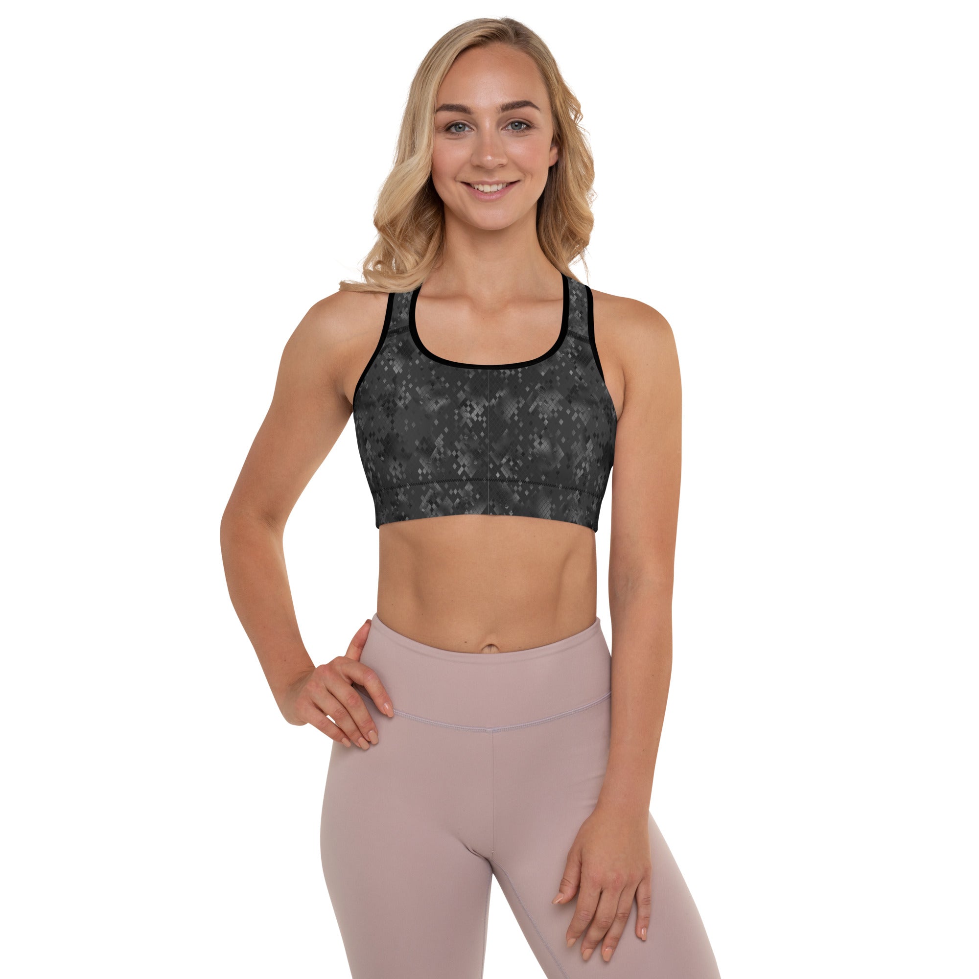 Padded Sports Bra Snake Print Black