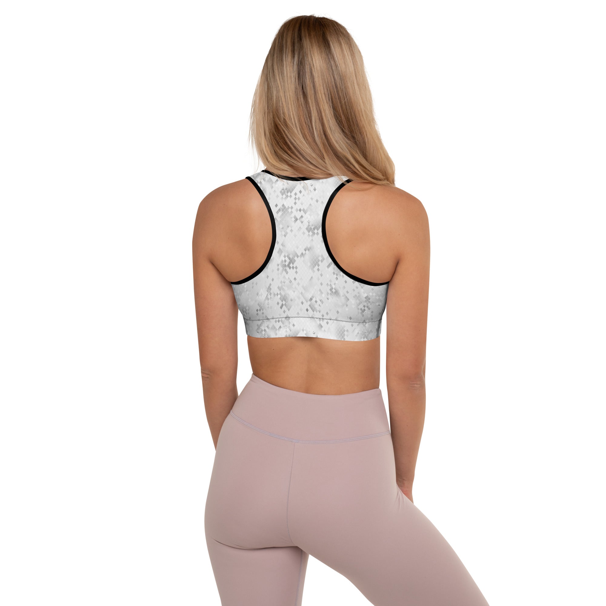 Padded Sports Bra Snake print White