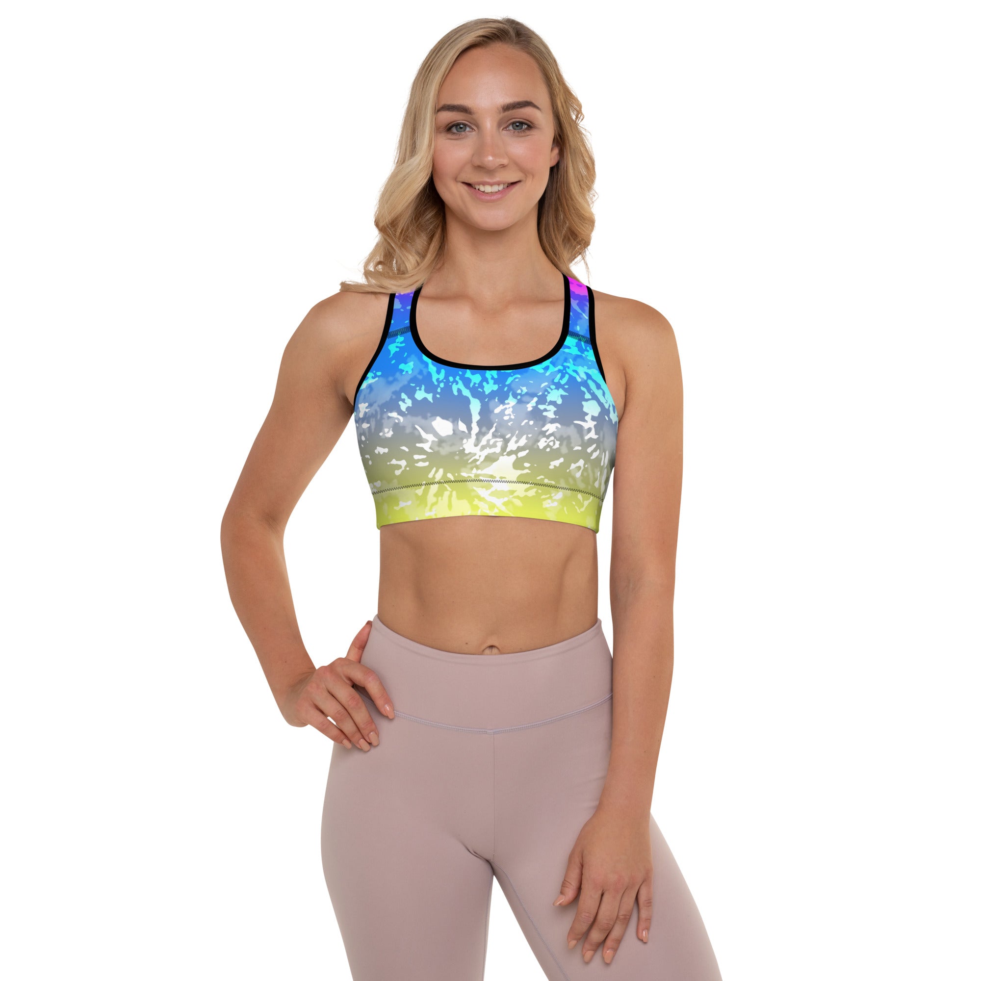 Padded Sports Bra Tie dye multicolor splashes