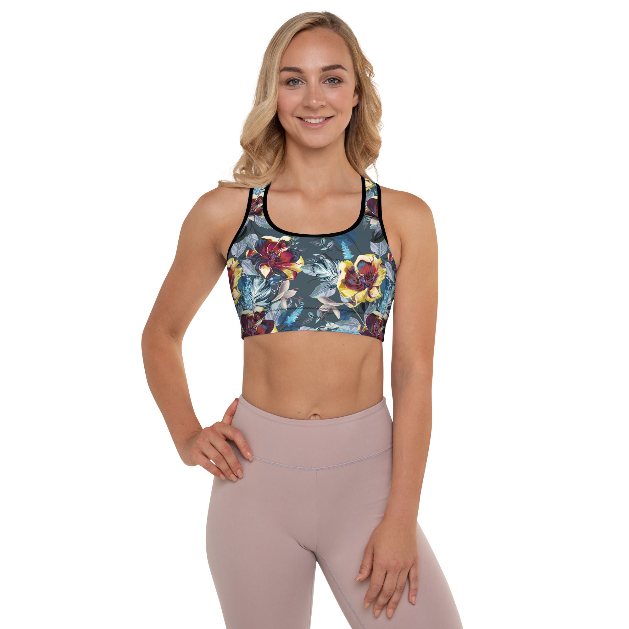 Padded Sports Bra Tulip Flowers