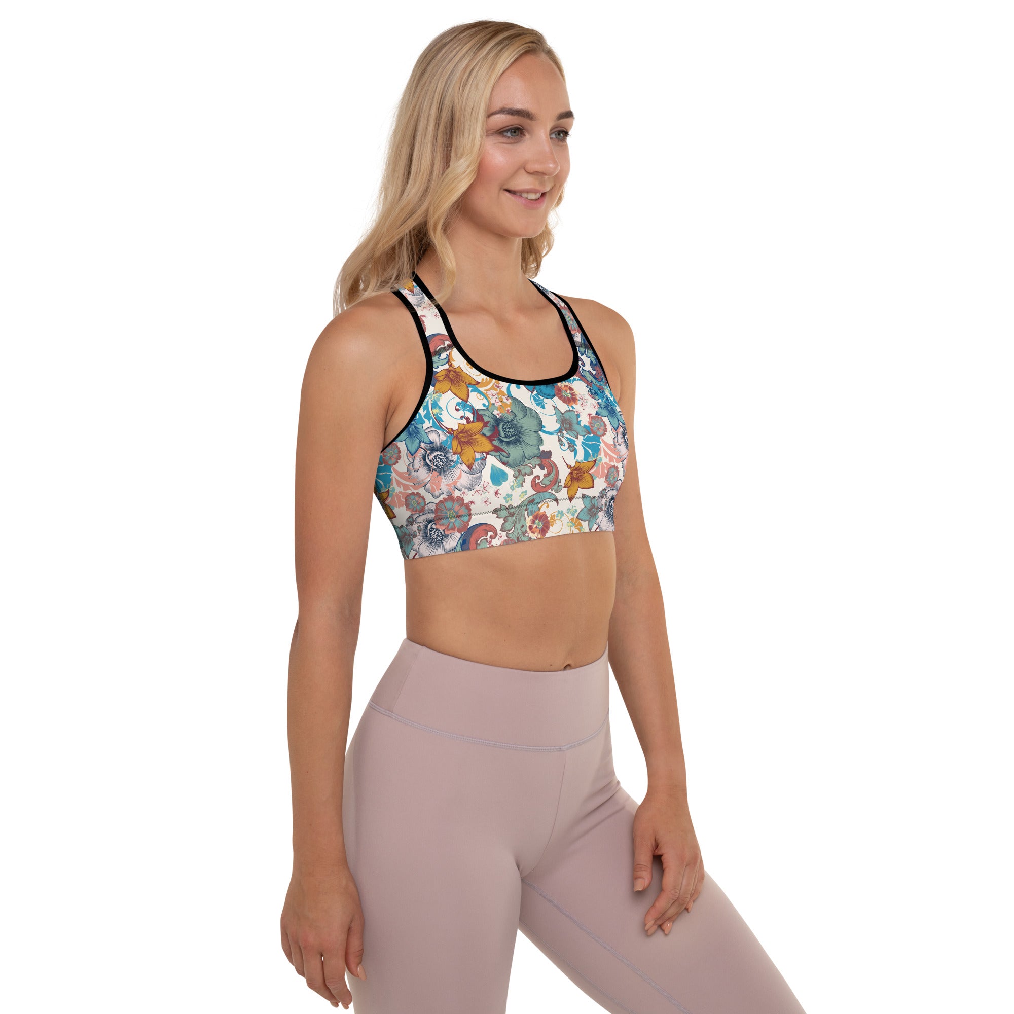 Padded Sports Bra Vintage Flowers