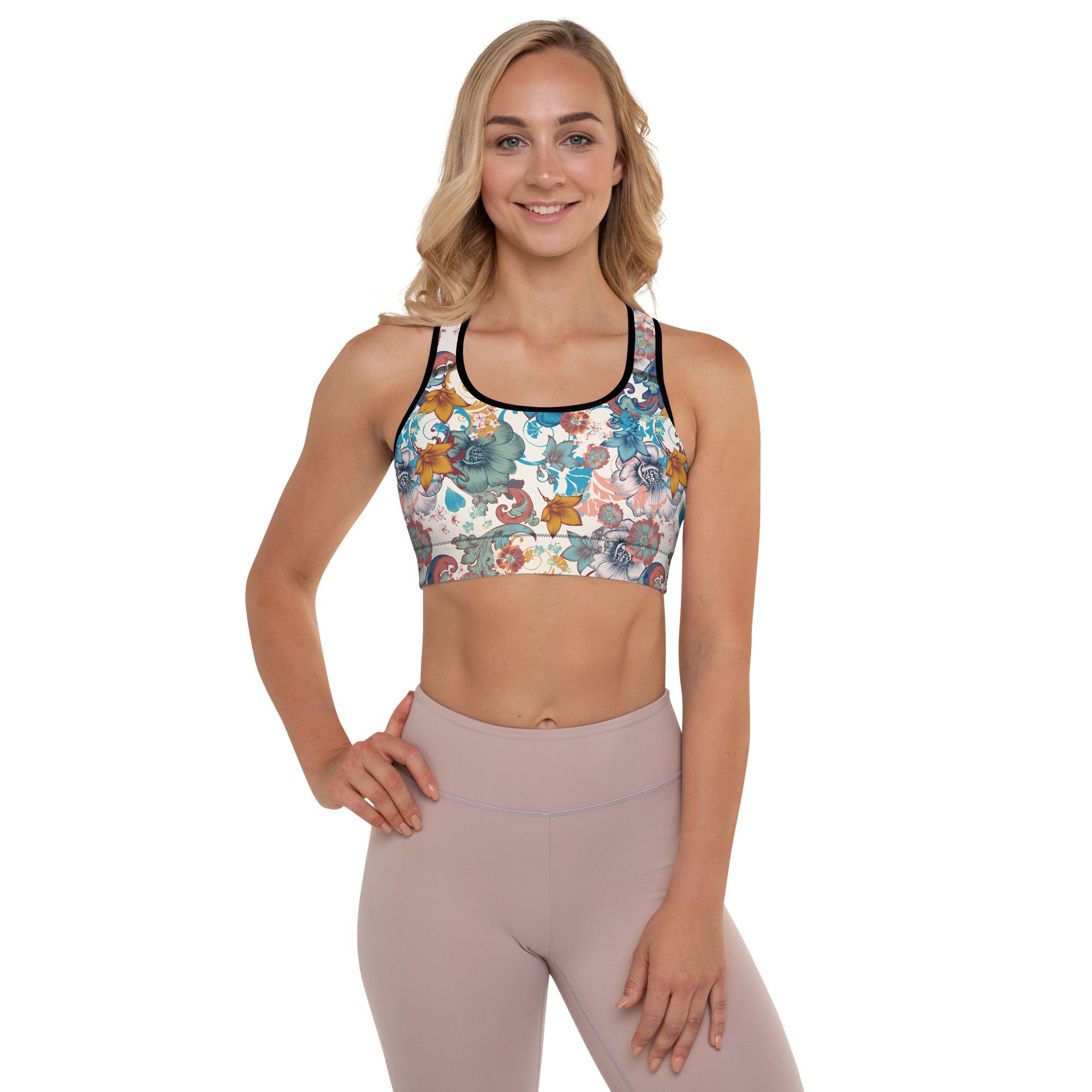 Padded Sports Bra Vintage Flowers