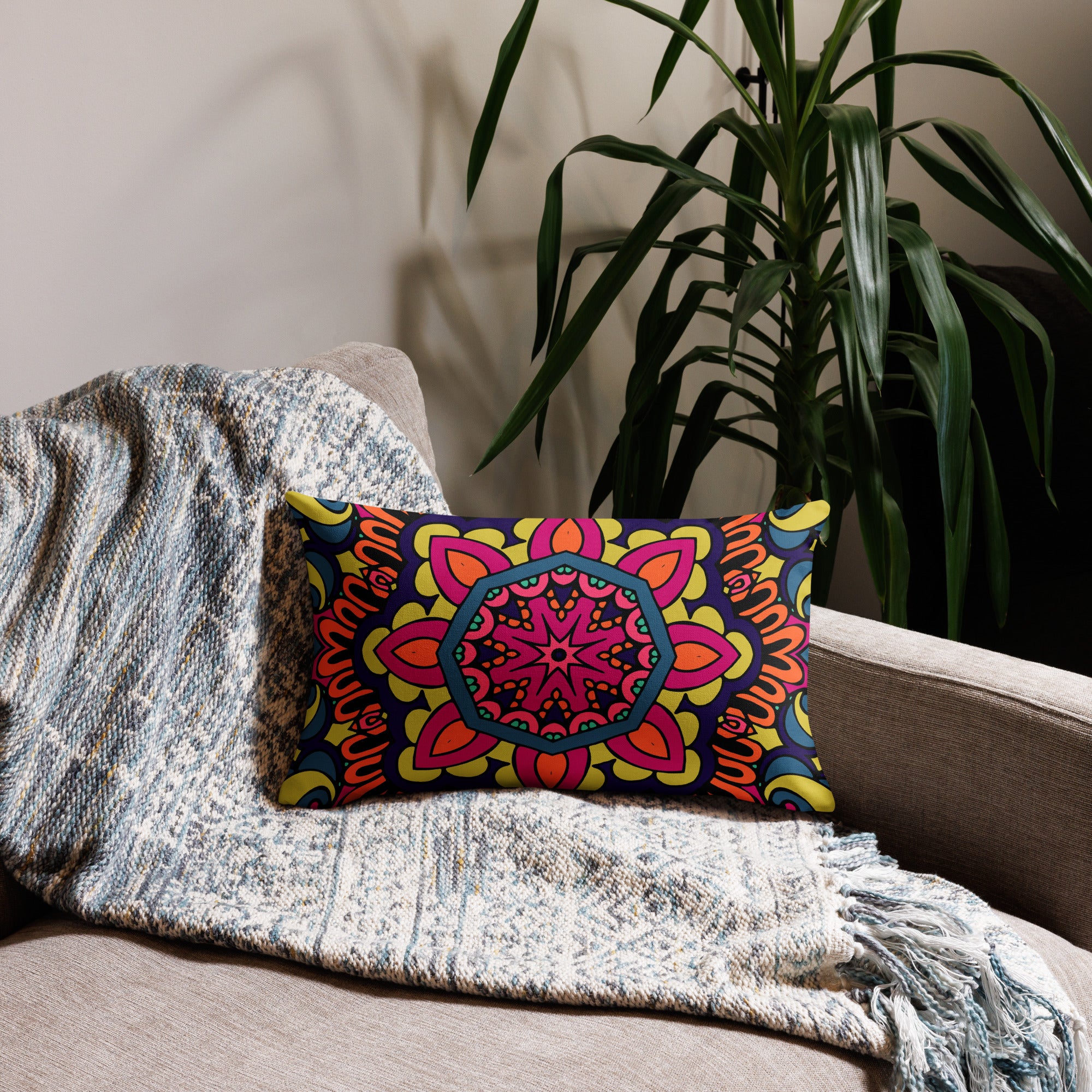 Premium Pillow Case Boho festival mandala III