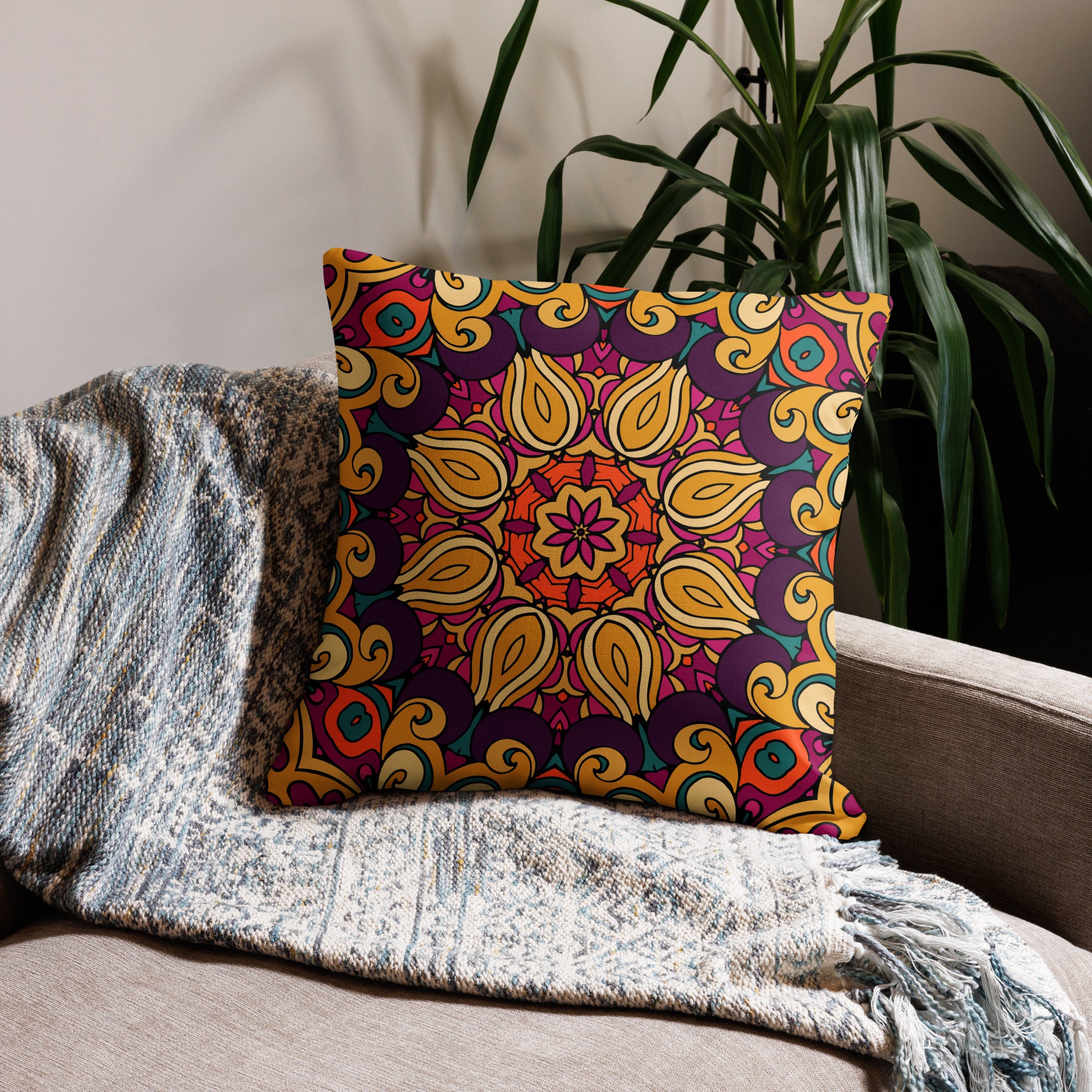 Premium Pillow Case Boho festival mandala IX