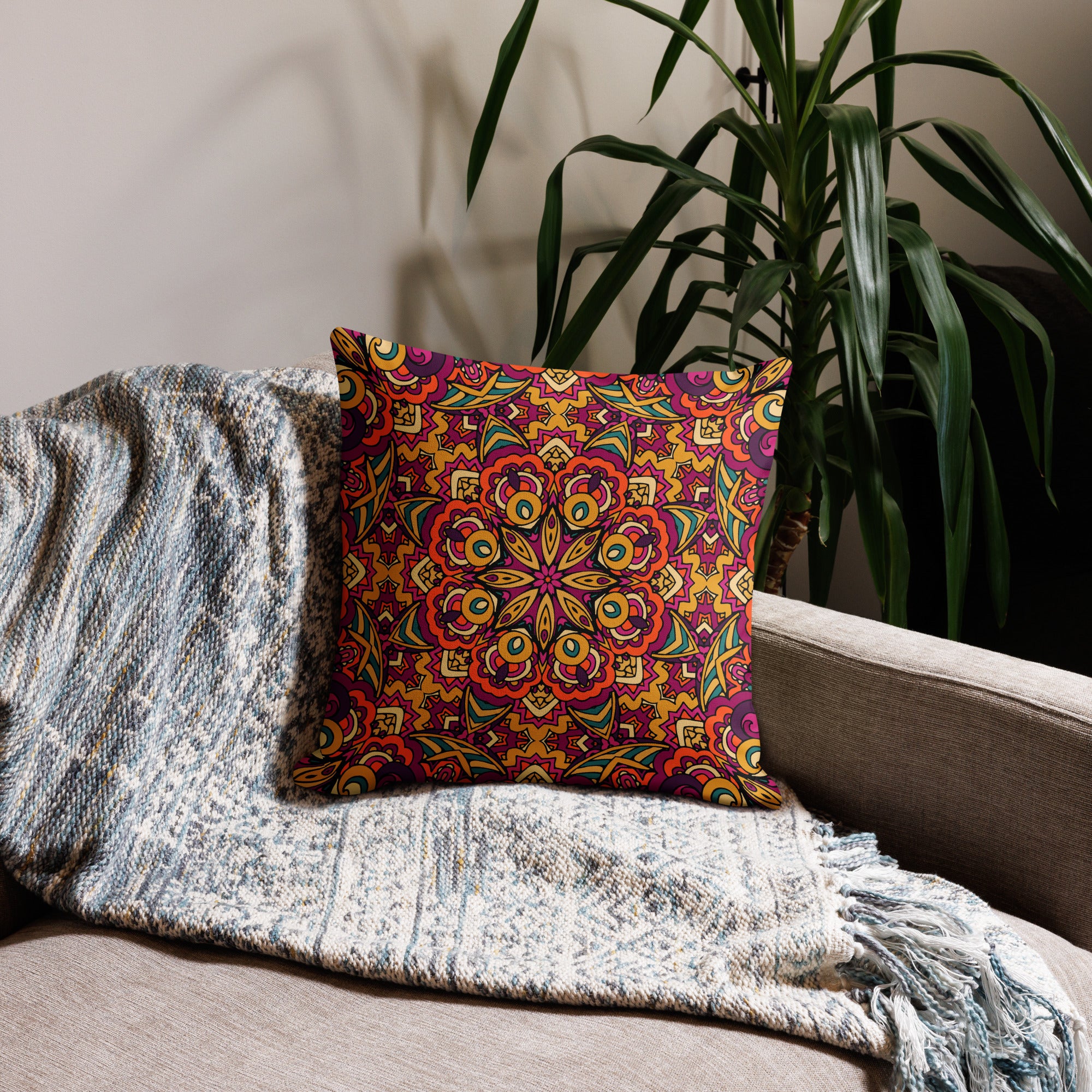 Premium Pillow Case Boho festival mandala VIII