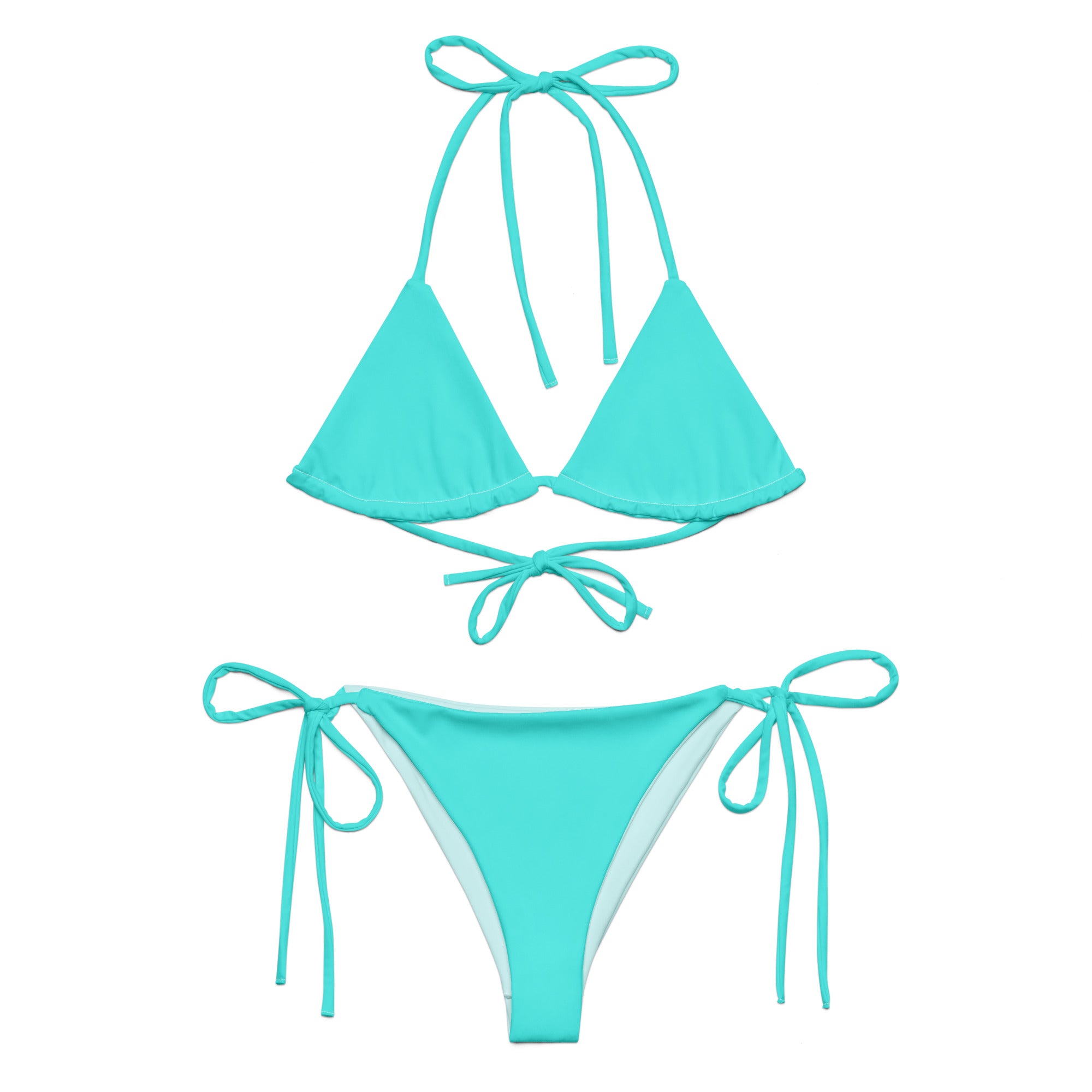 Recycled string bikini Cyan