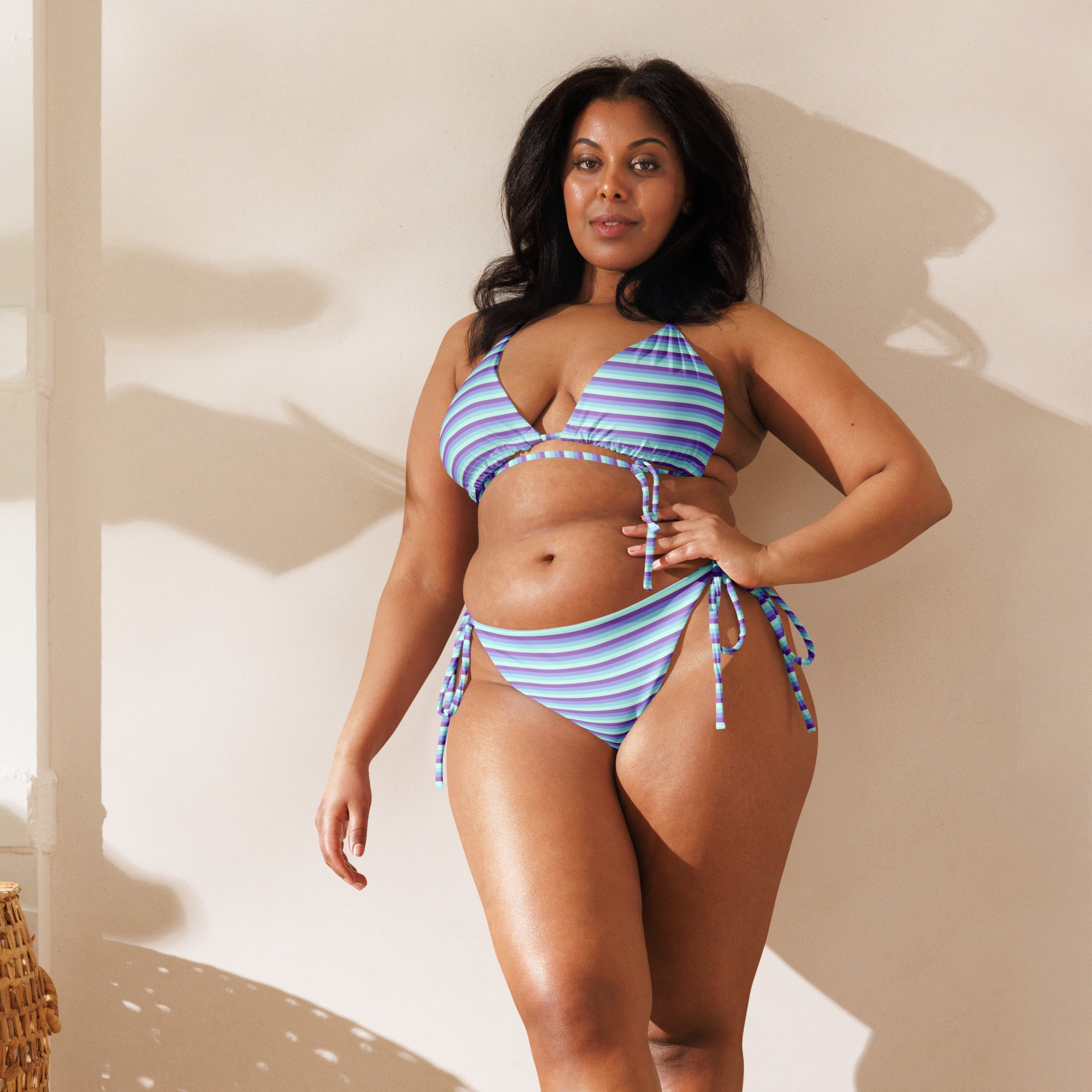 Recycled Colorful Striped String Bikini IX