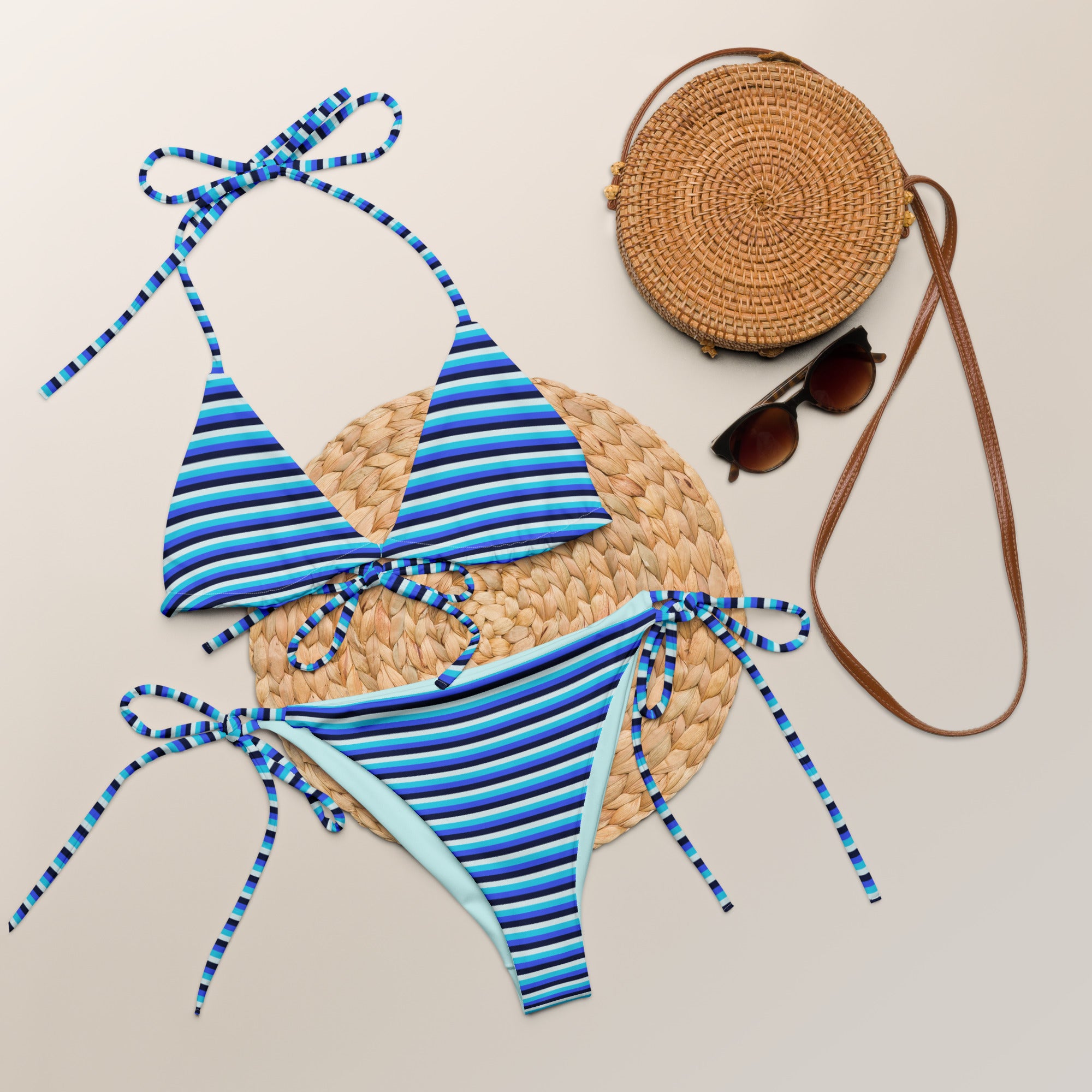 Recycled Colorful Striped String Bikini V