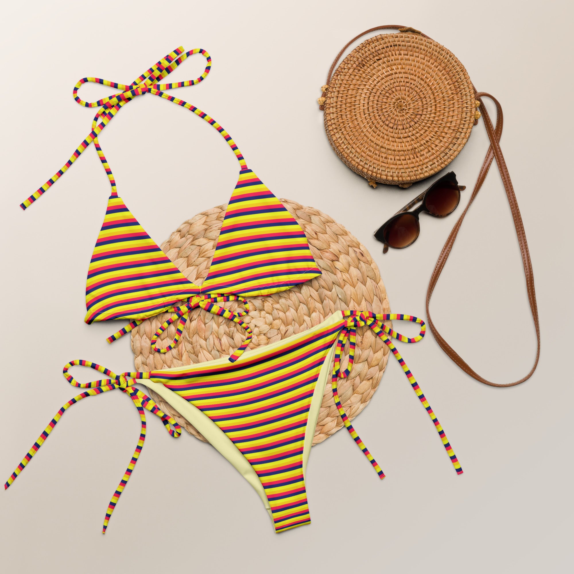 Recycled Colorful Striped String Bikini VII