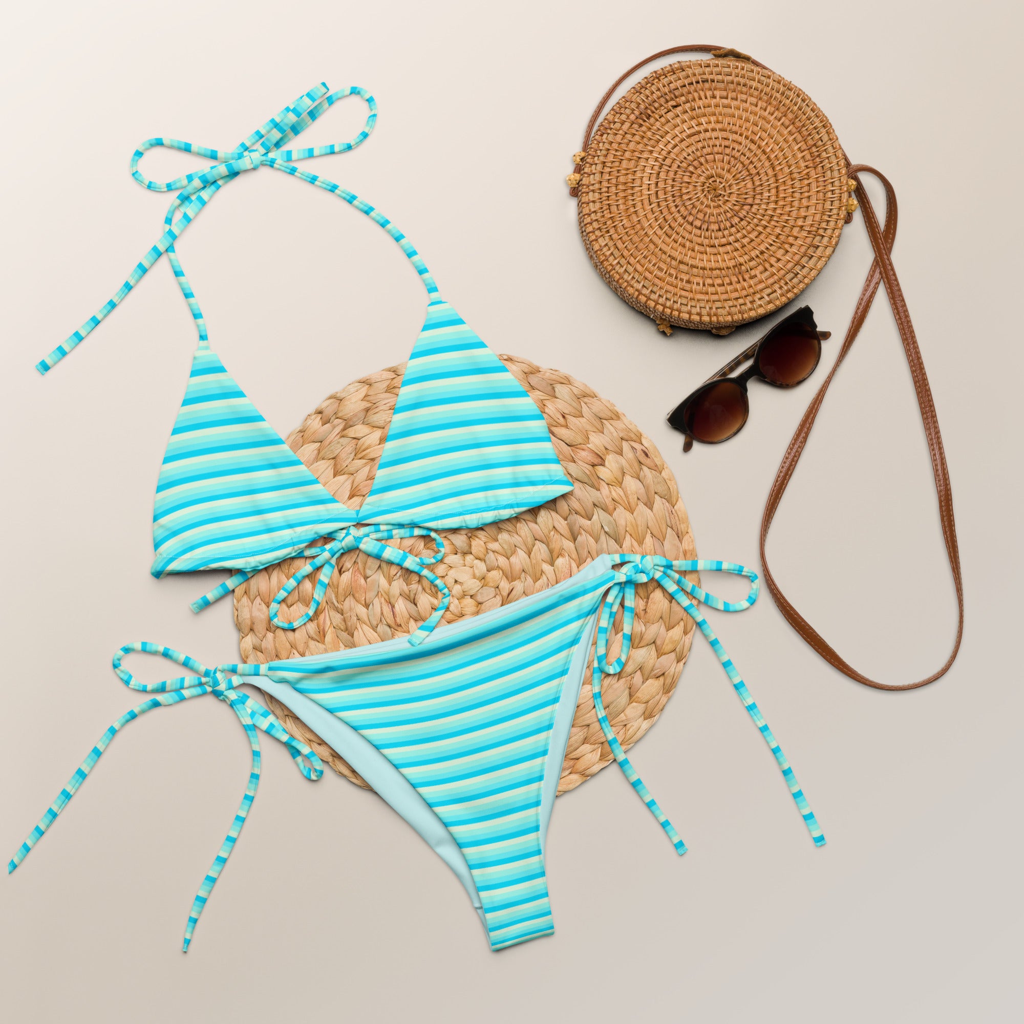 Recycled Colorful Striped String Bikini XI