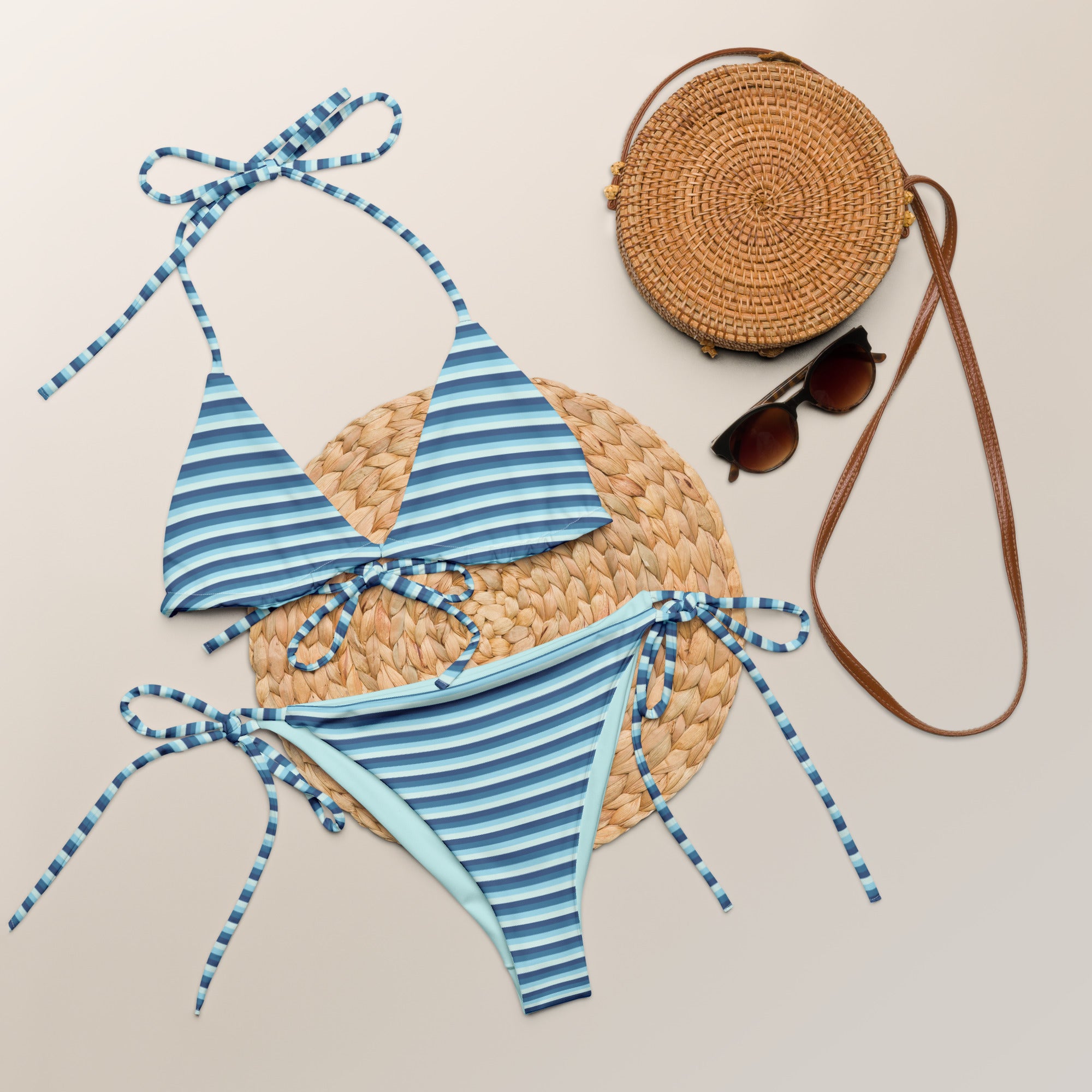 Recycled Colorful Striped String Bikini XIII