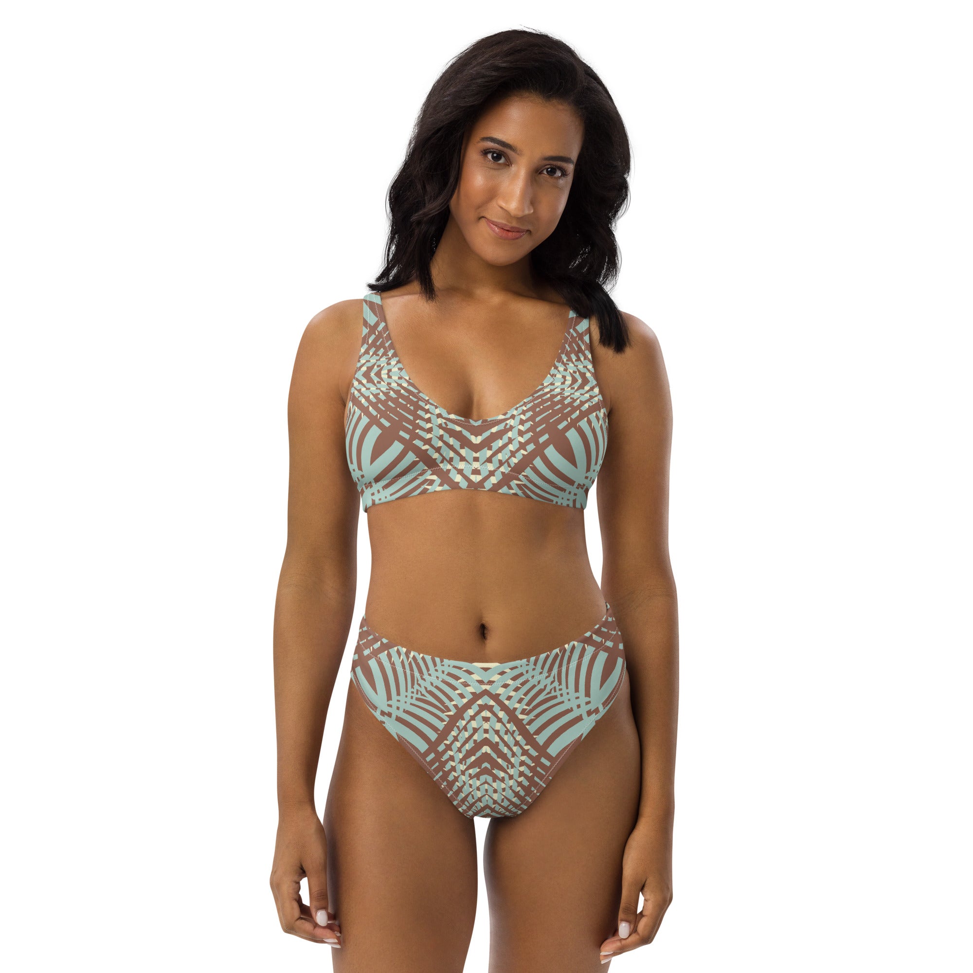 Recycled high waisted bikini African Motif Pattern II