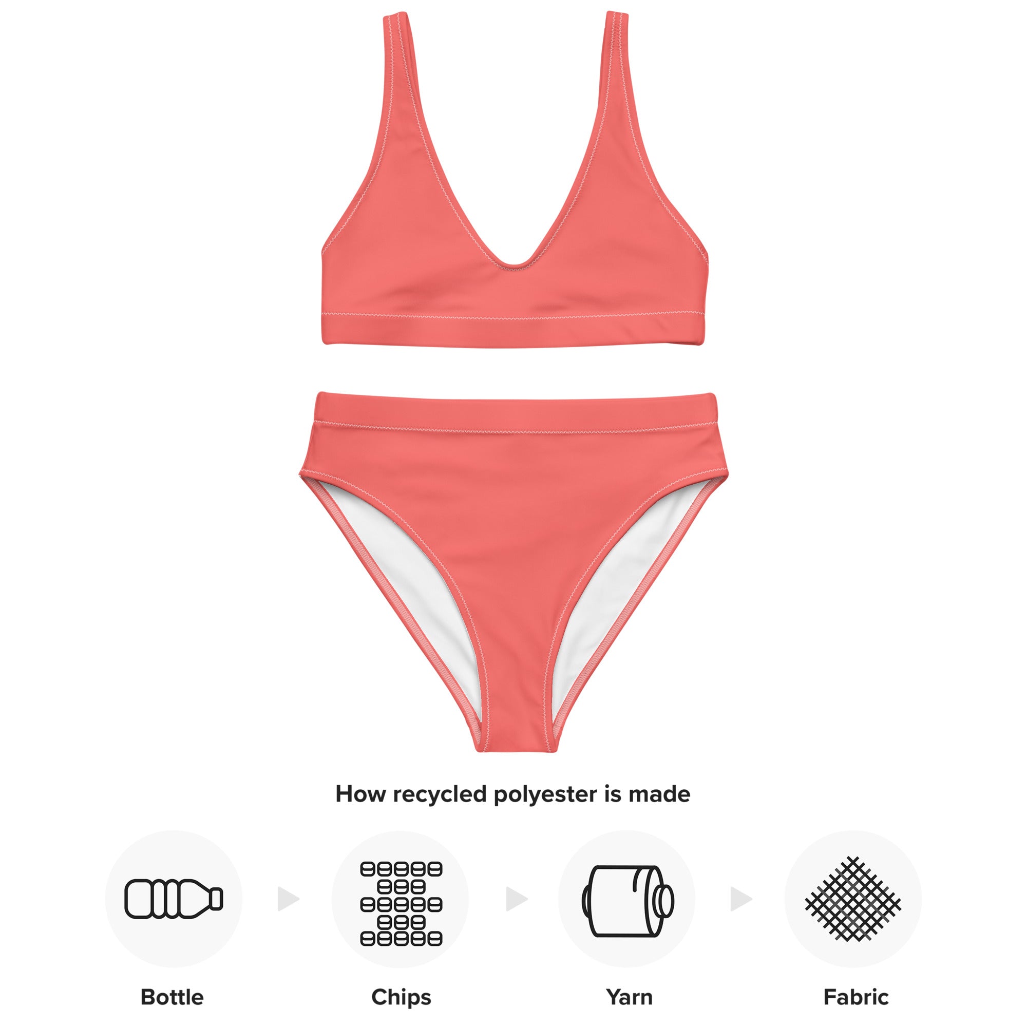Recycled high waisted bikini Coral