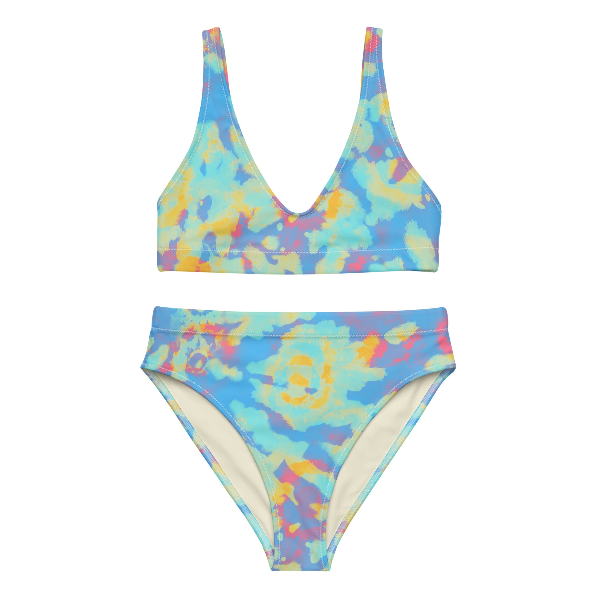 Recycled high waisted bikini Hang Loose Tie Dye Pattern II