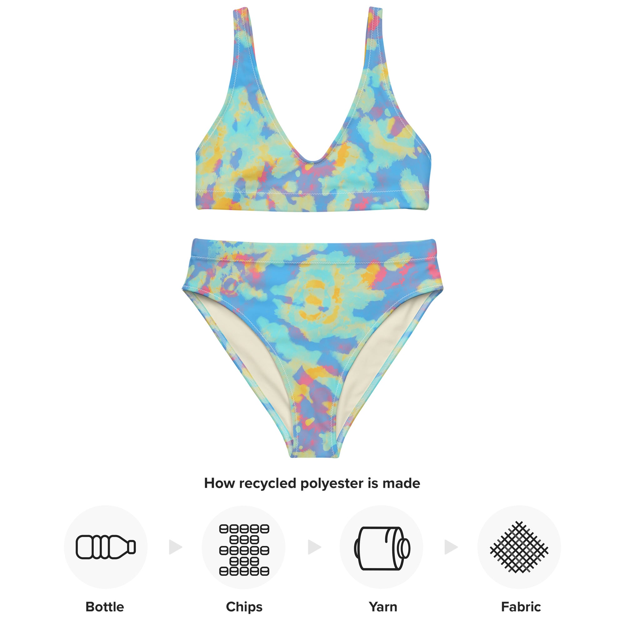 Recycled high waisted bikini Hang Loose Tie Dye Pattern II