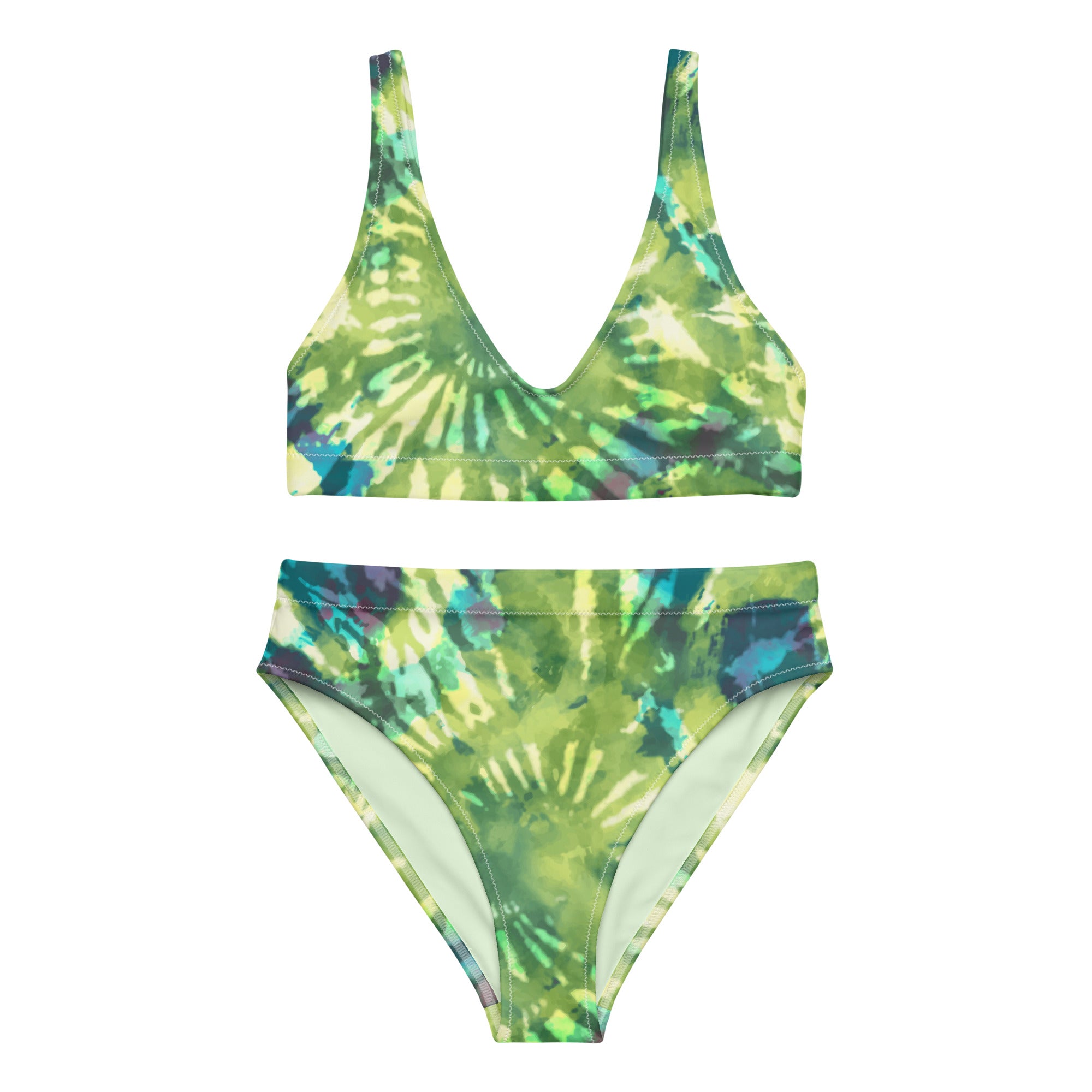 Recycled high waisted bikini Hang Loose Tie Dye Pattern III