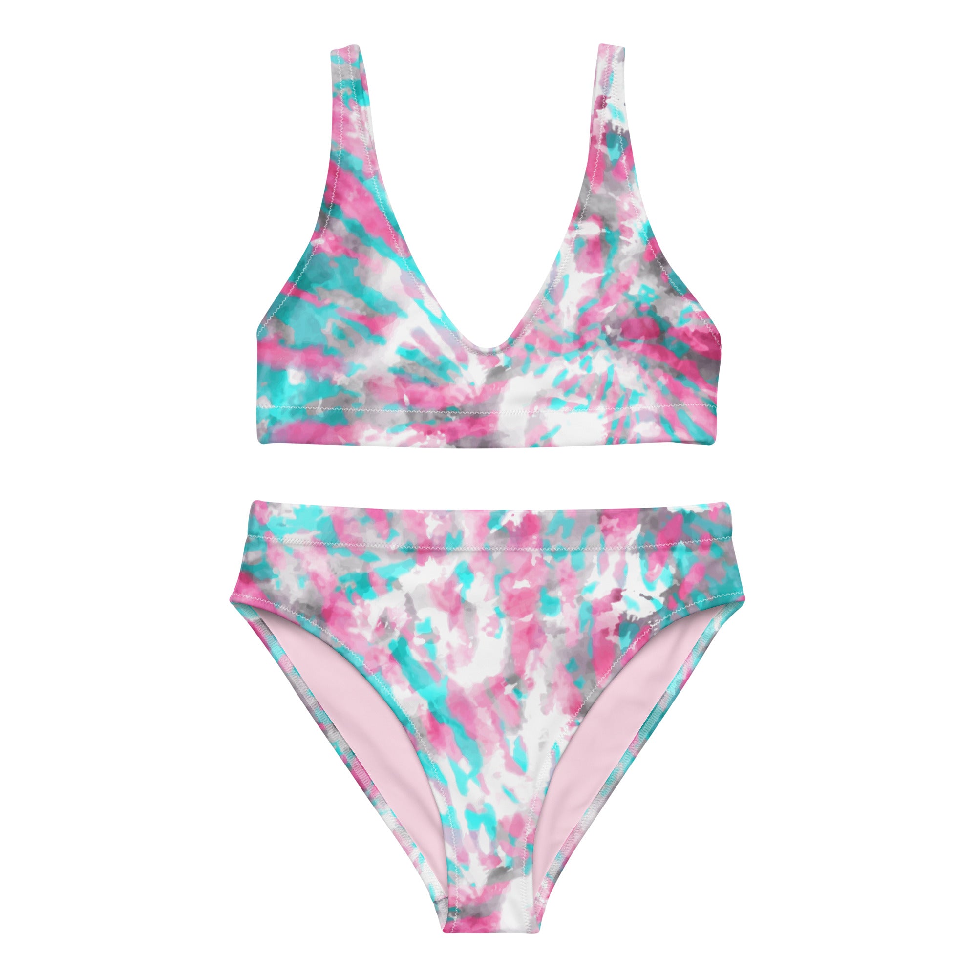 Recycled high waisted bikini Hang Loose Tie Dye Pattern IV