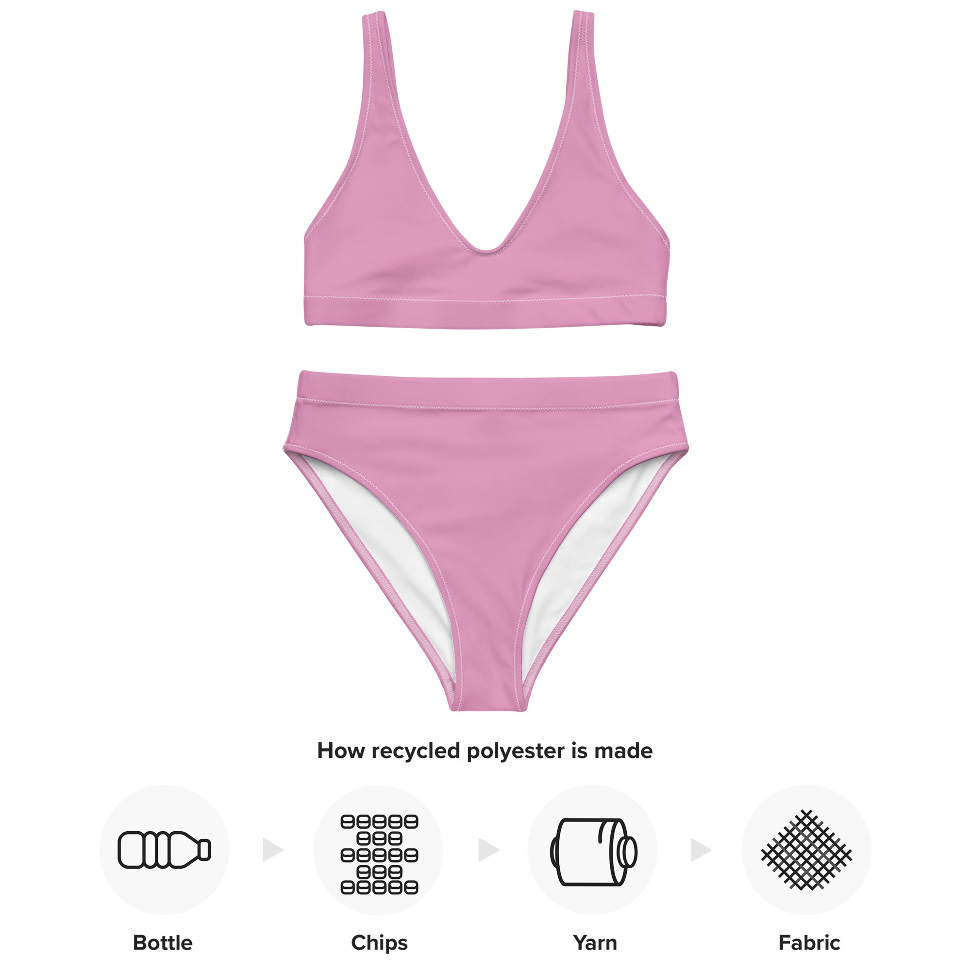 Recycled high waisted bikini pink