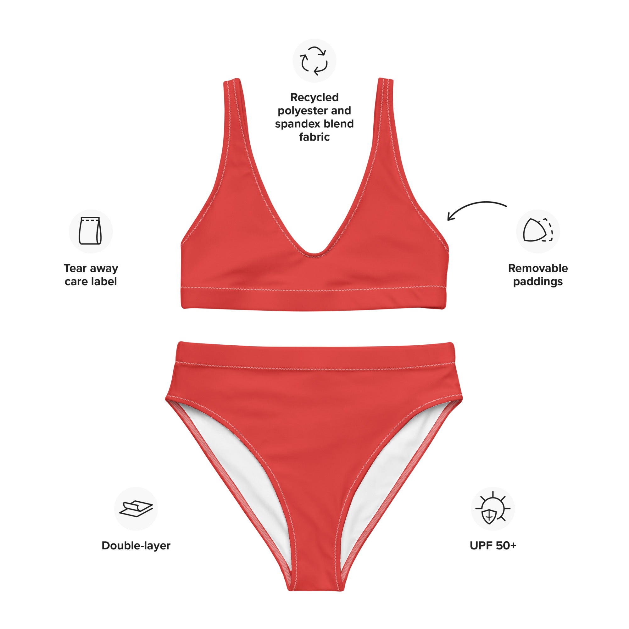 Recycled high waisted bikini Scarlet