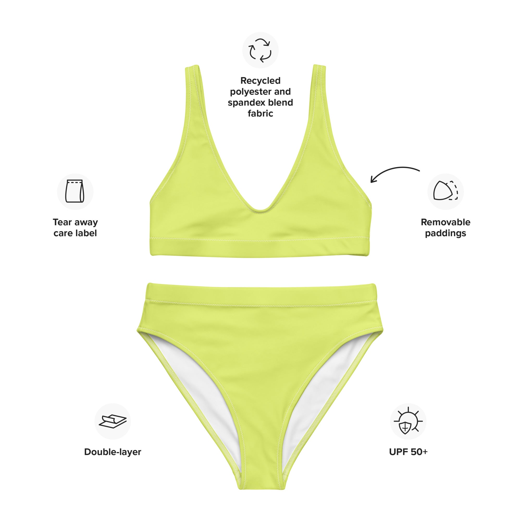 Recycled high waisted bikini Yellow