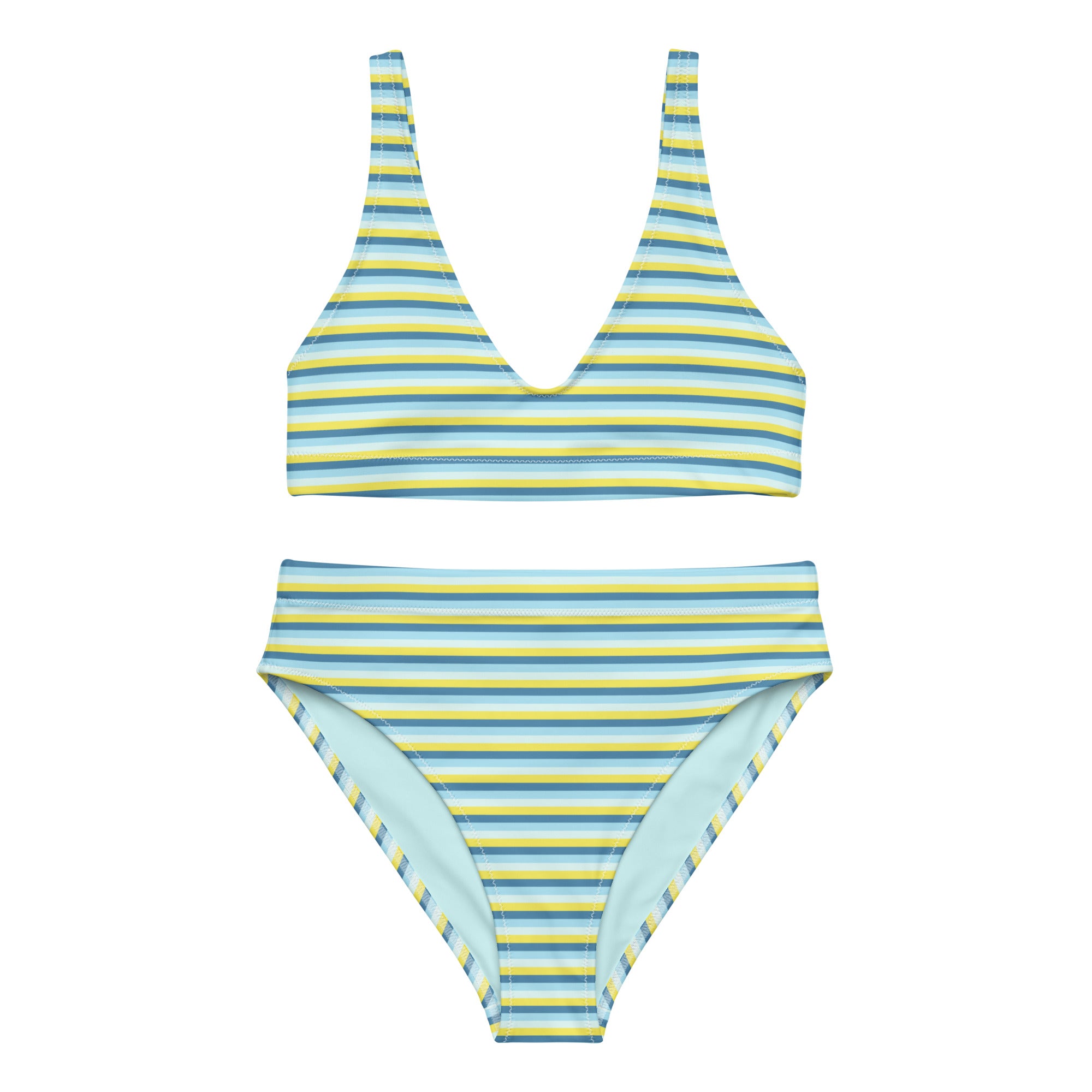 Recycled High Waisted Colorful Striped Bikini I
