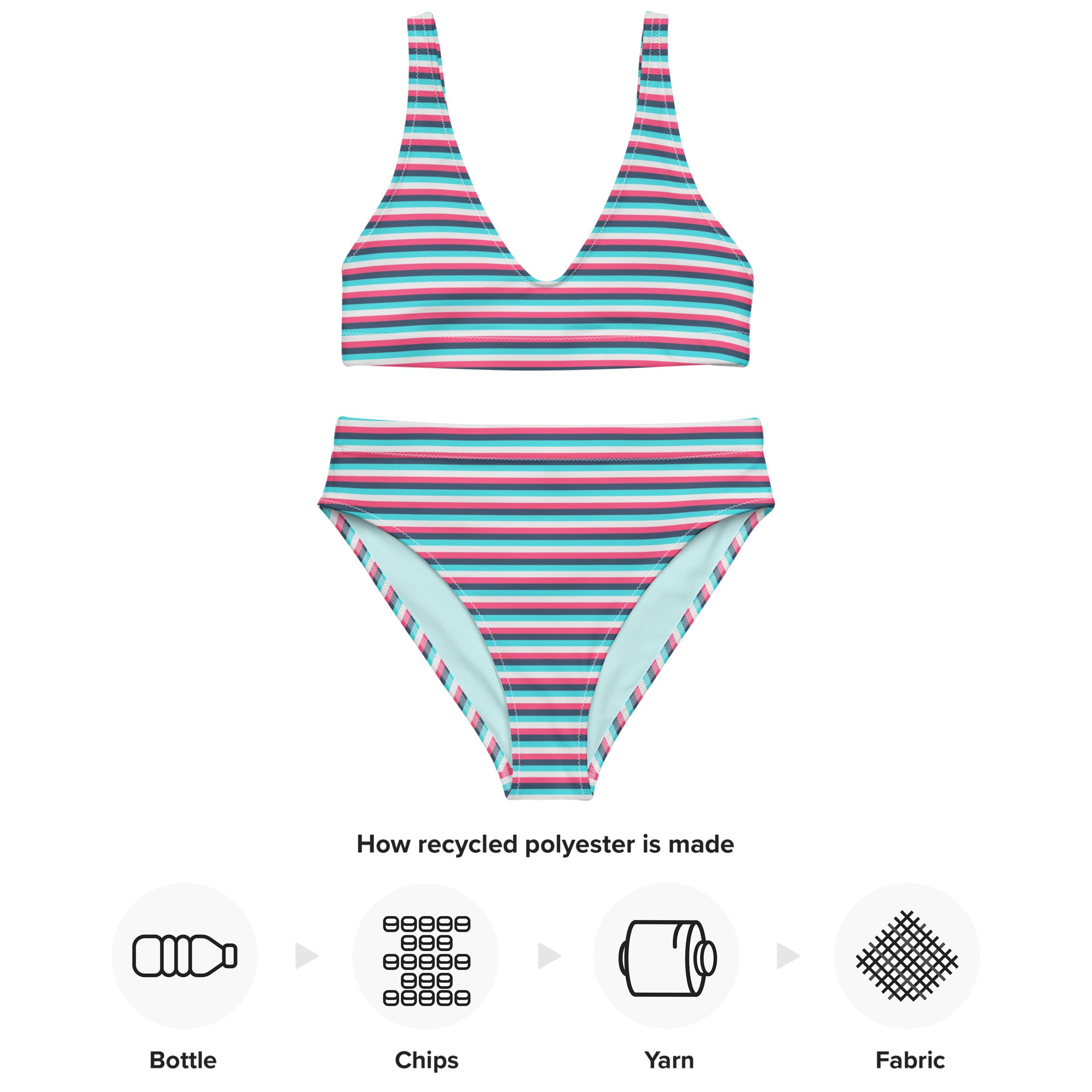 Recycled High Waisted Colorful Striped Bikini IV