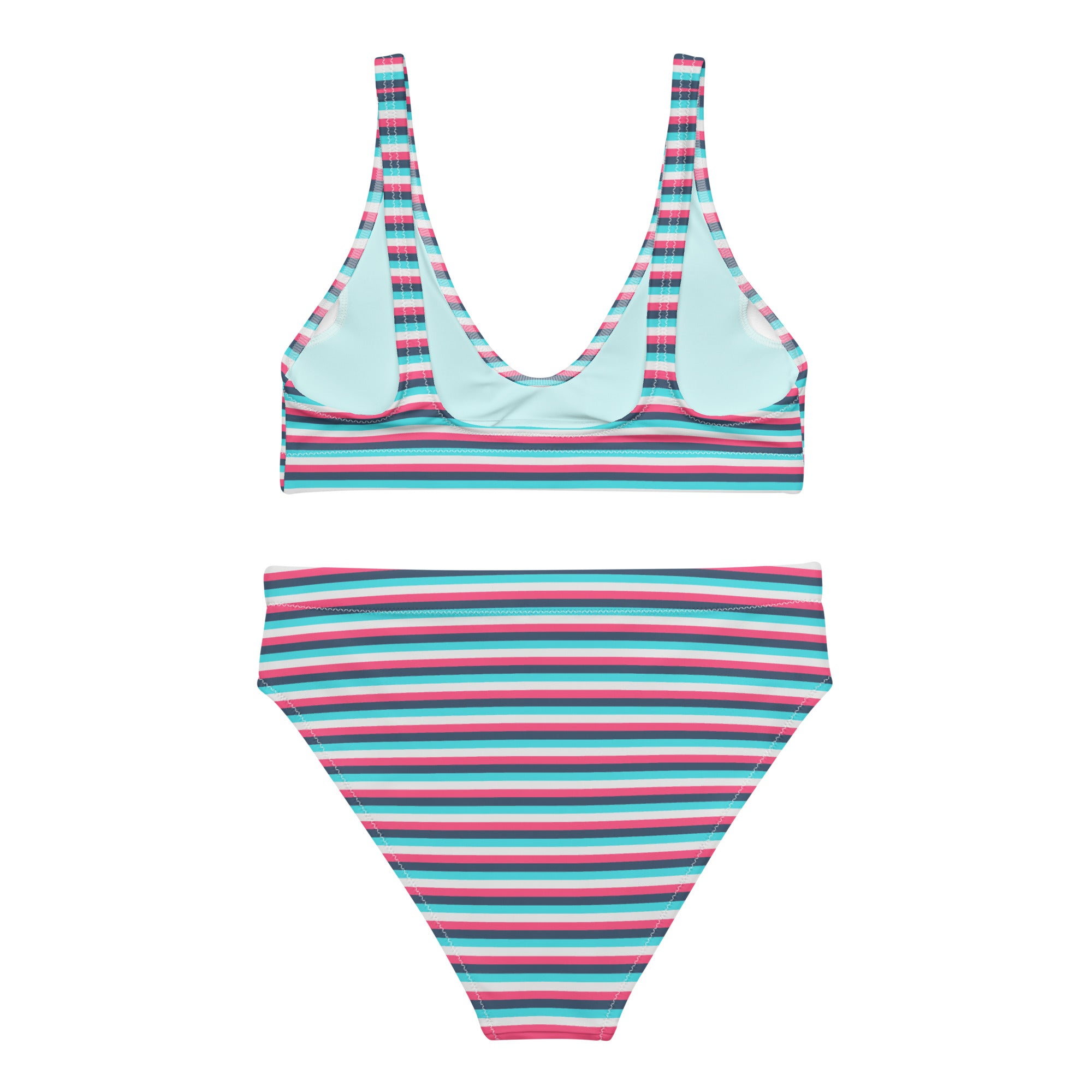 Recycled High Waisted Colorful Striped Bikini IV