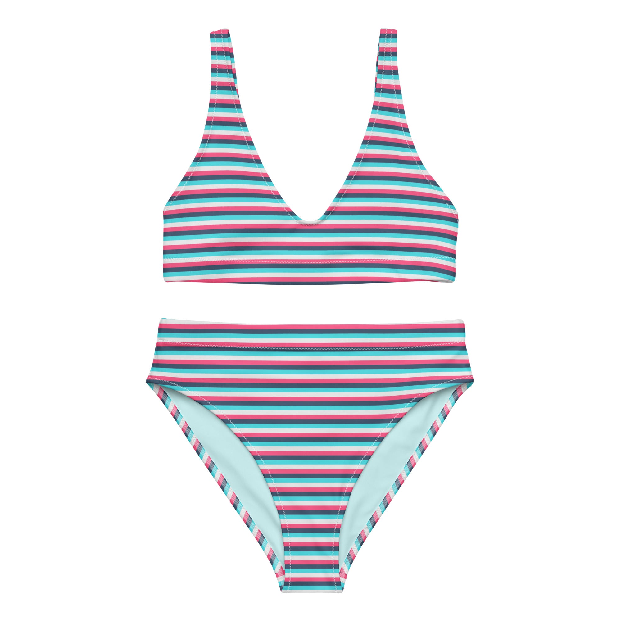 Recycled High Waisted Colorful Striped Bikini IV