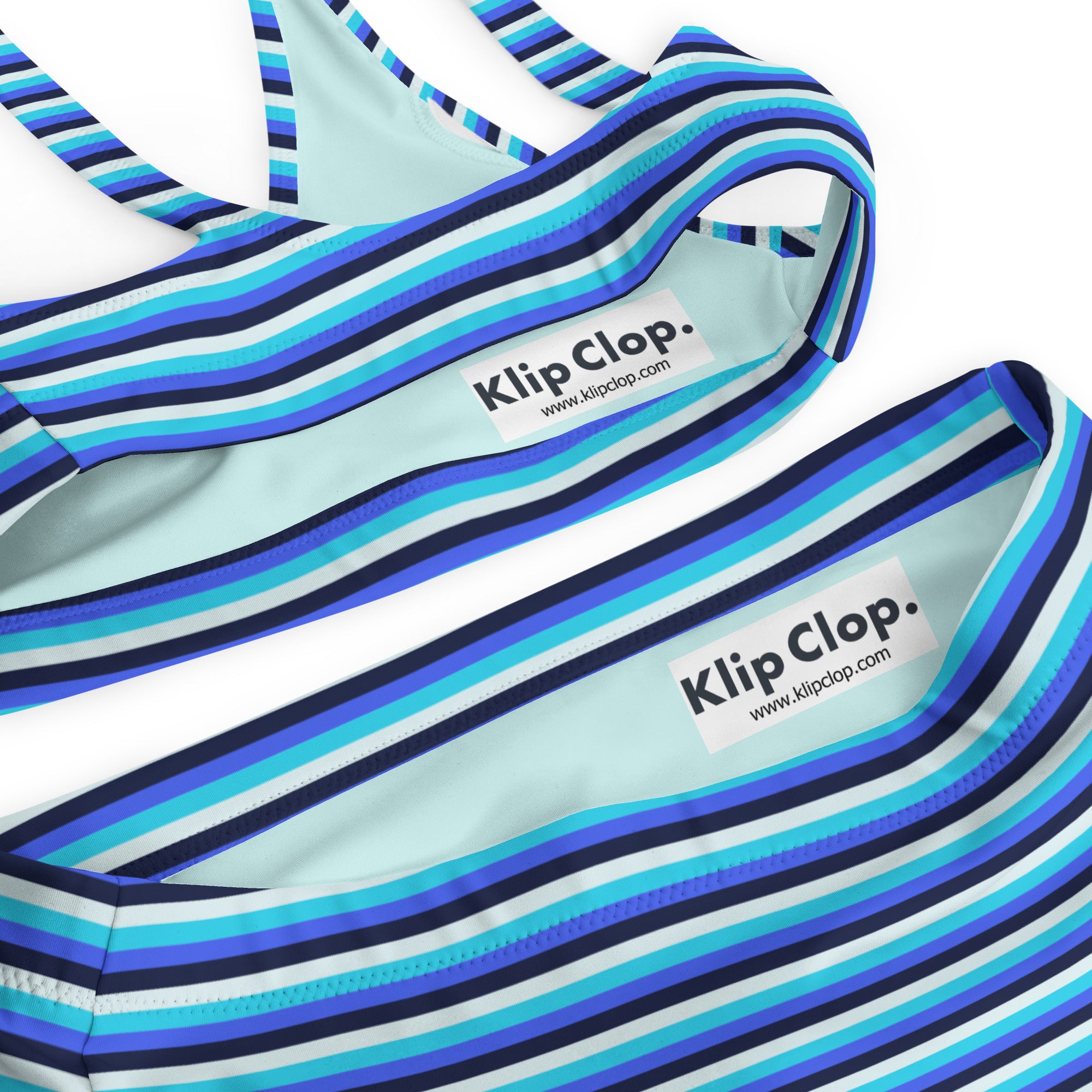 Recycled High Waisted Colorful Striped Bikini V