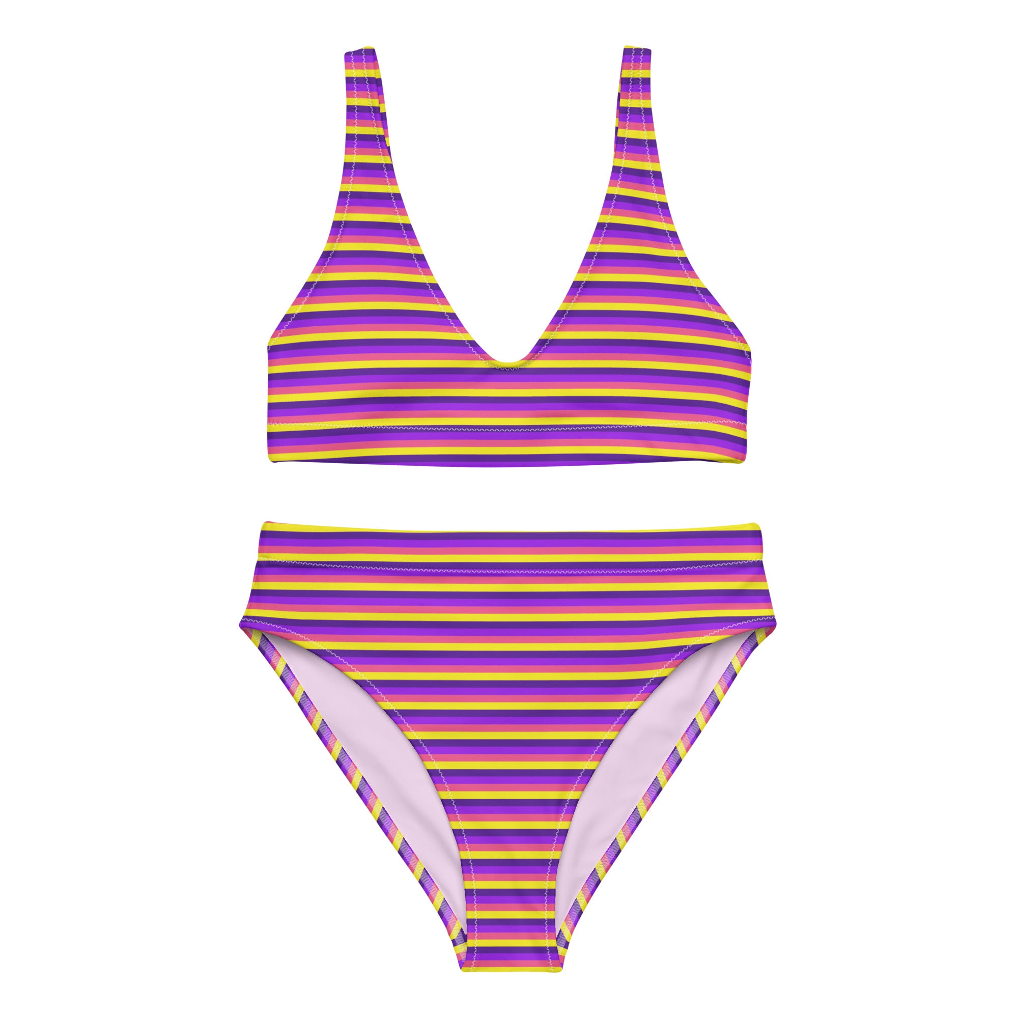 Recycled High Waisted Colorful Striped Bikini VI