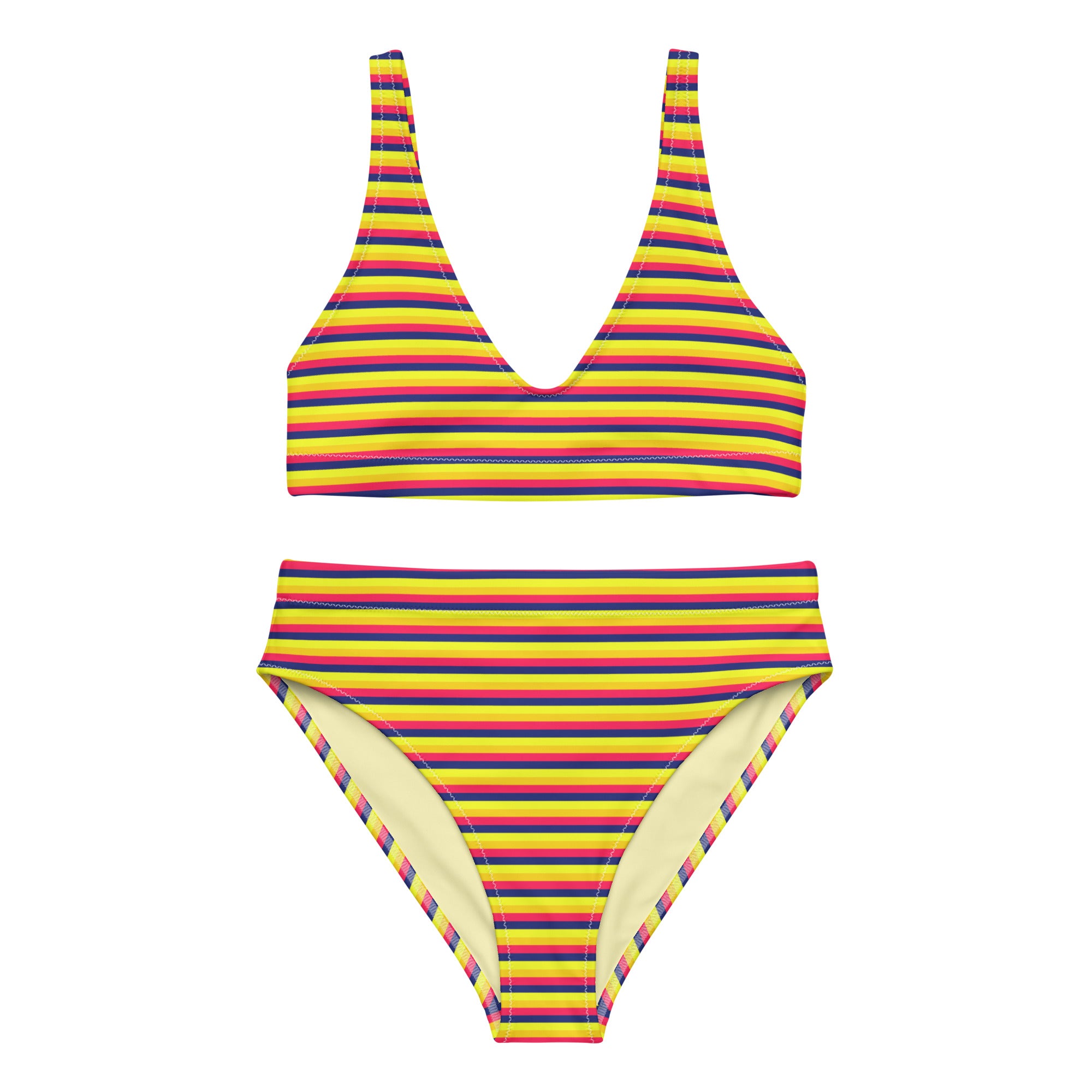 Recycled High Waisted Colorful Striped Bikini VII