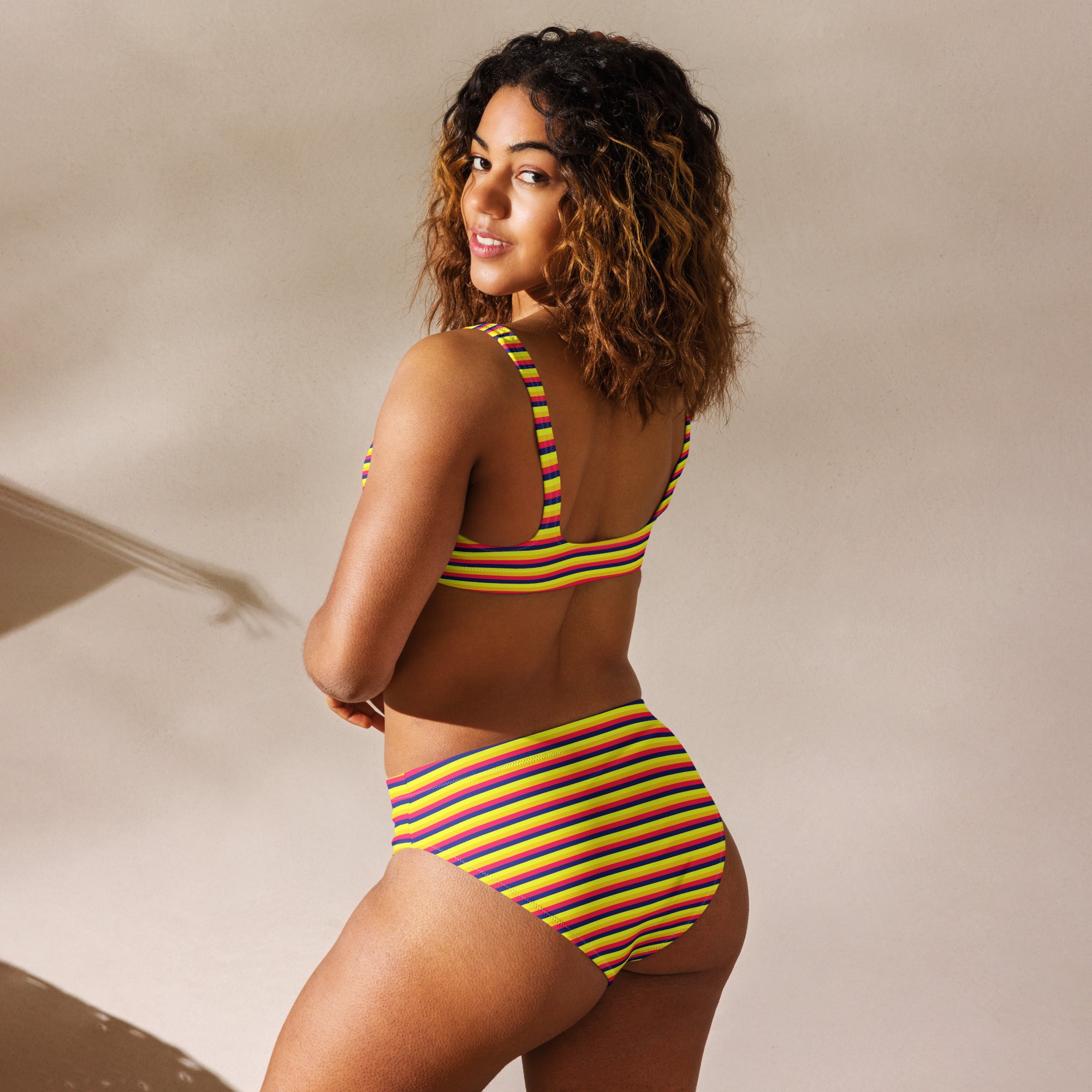 Recycled High Waisted Colorful Striped Bikini VII