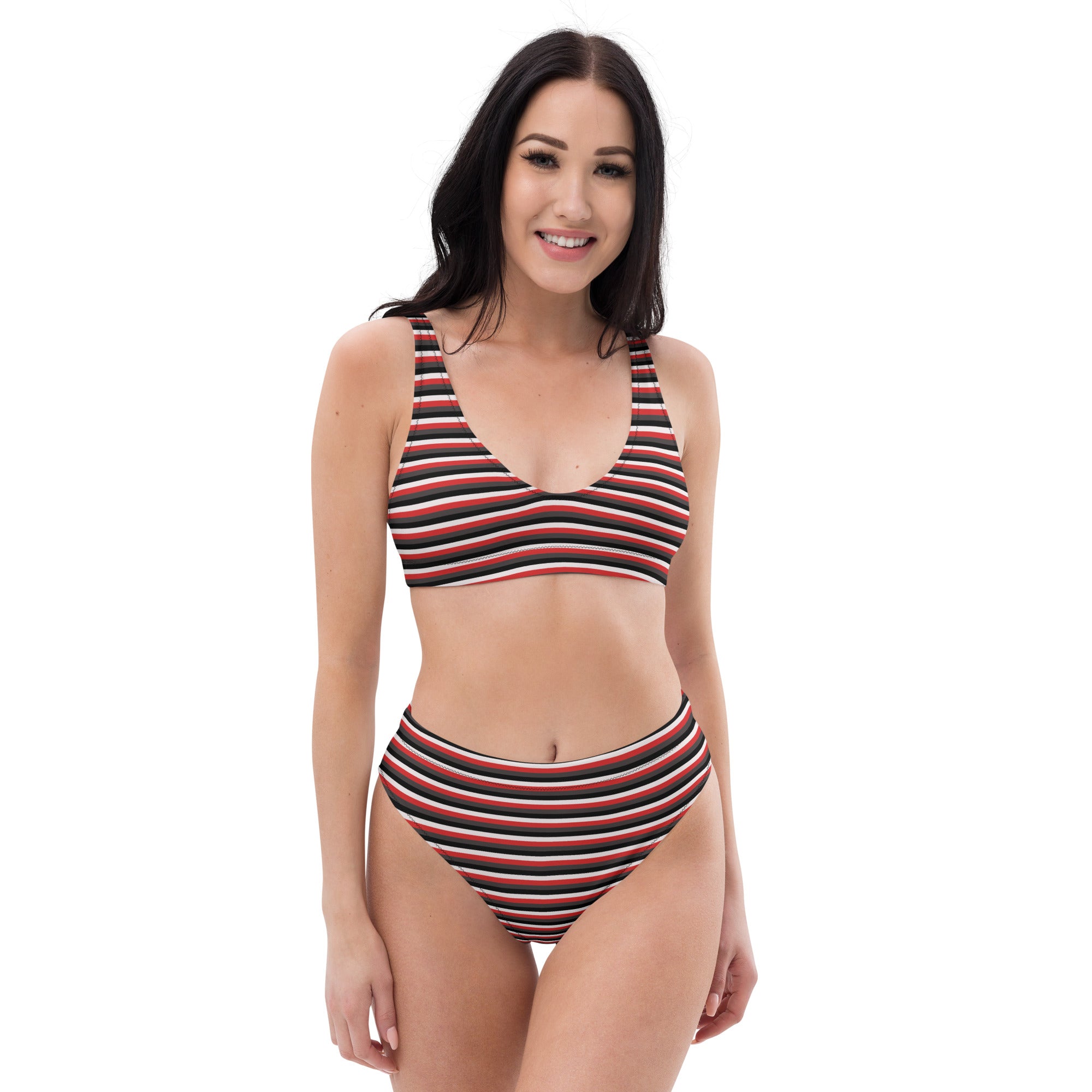 Recycled High Waisted Colorful Striped Bikini VIII