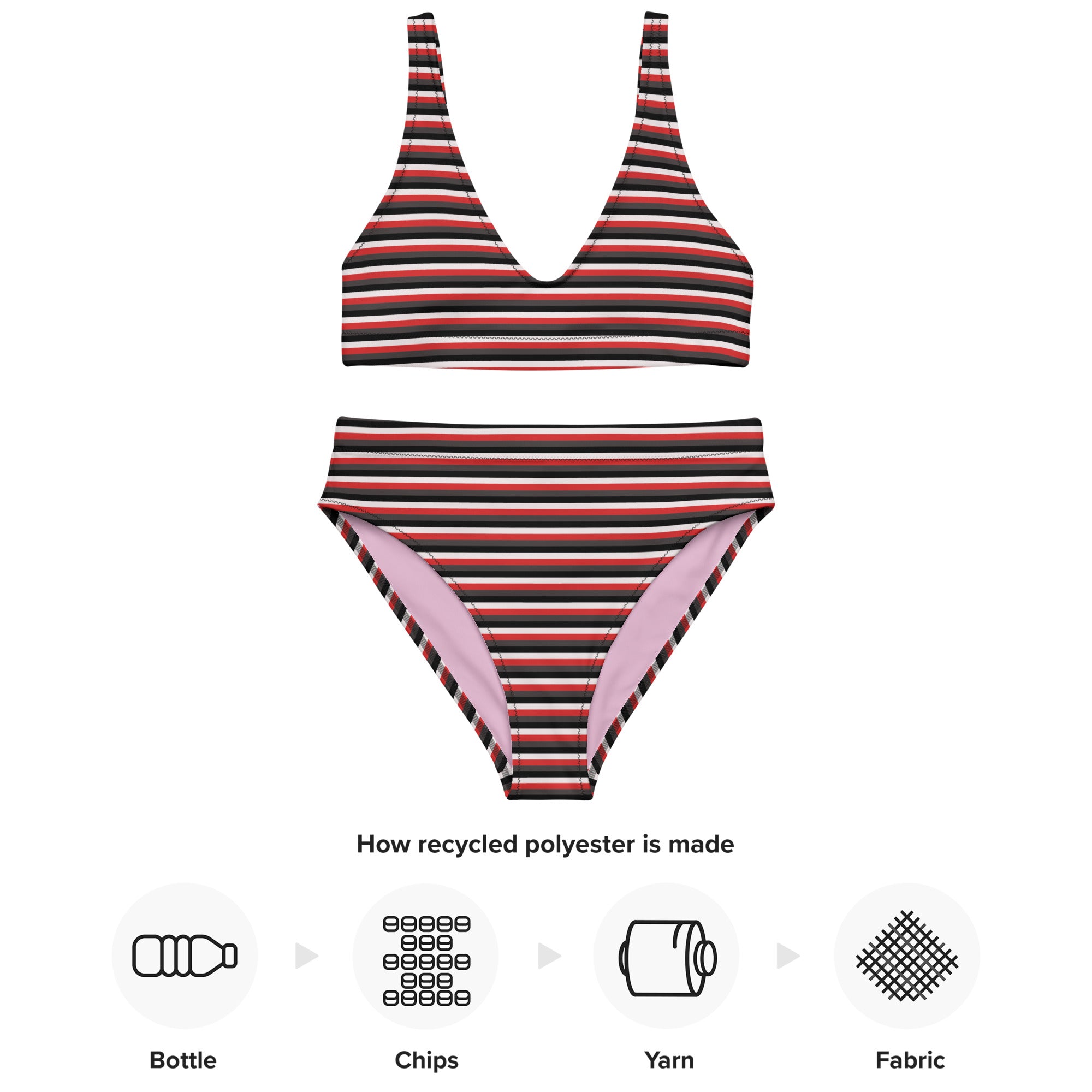 Recycled High Waisted Colorful Striped Bikini VIII