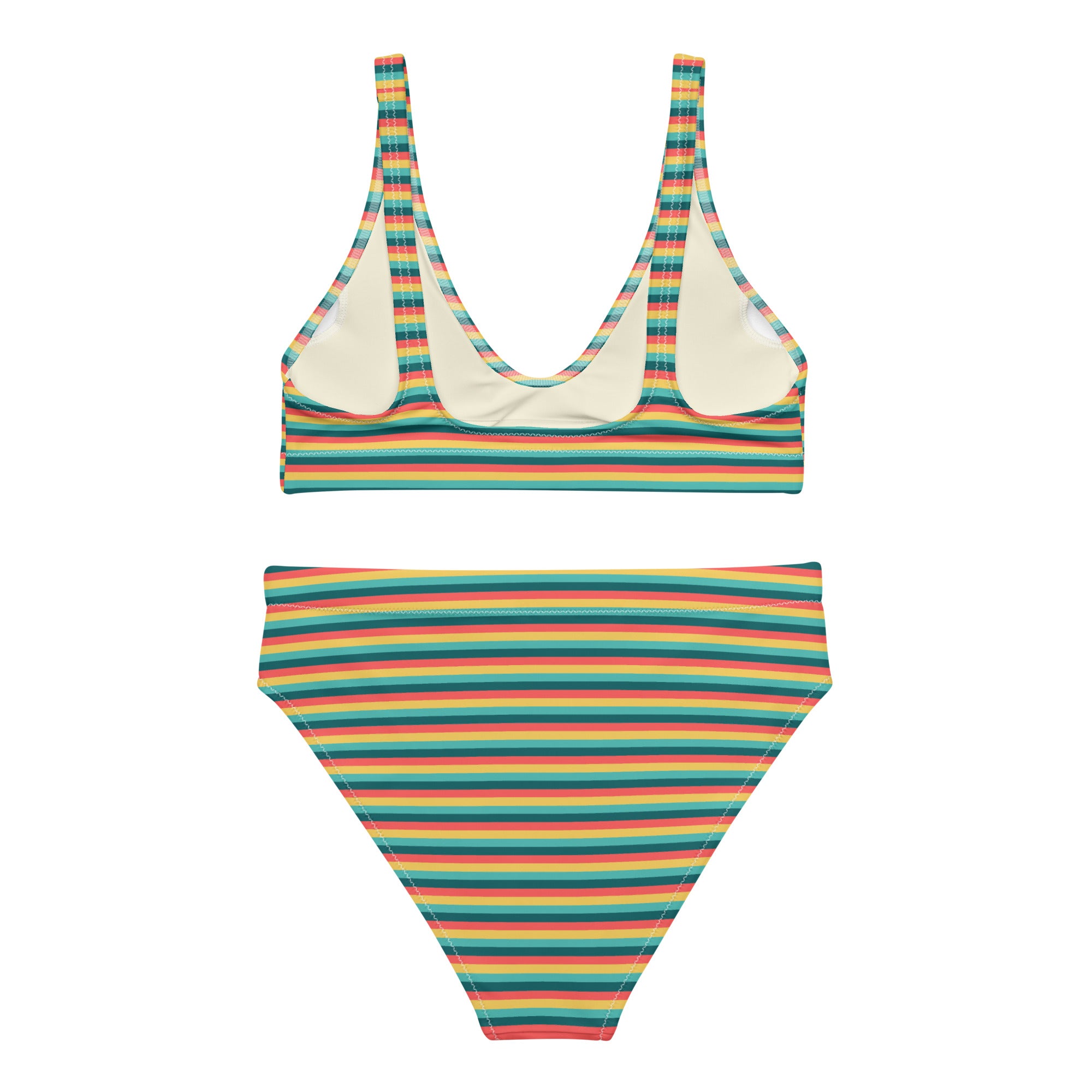 Recycled High Waisted Colorful Striped Bikini X
